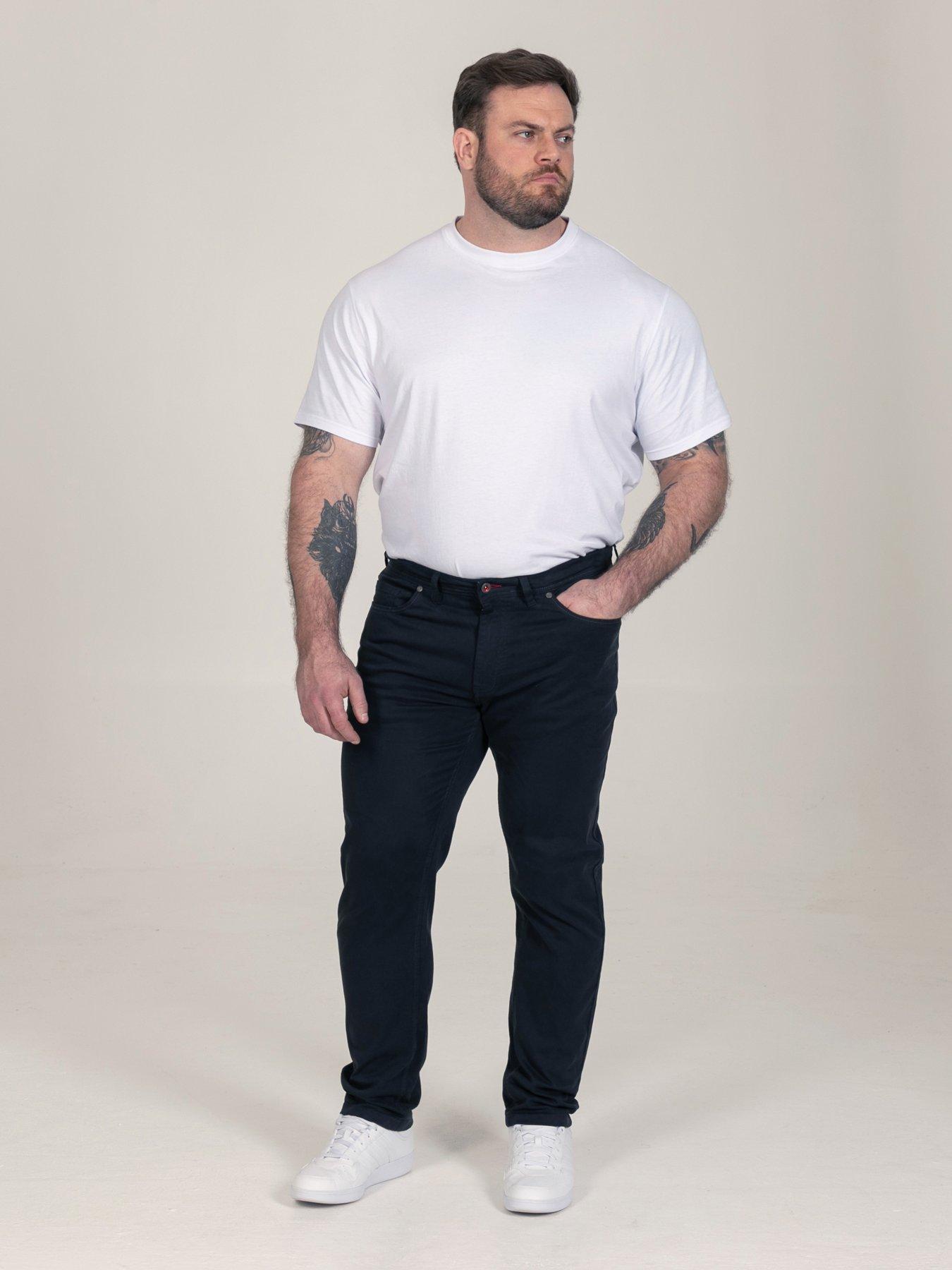 Image 3 of 7 of D555 Mens Tapered Fit Stretch Twill Chino Trousers - Navy