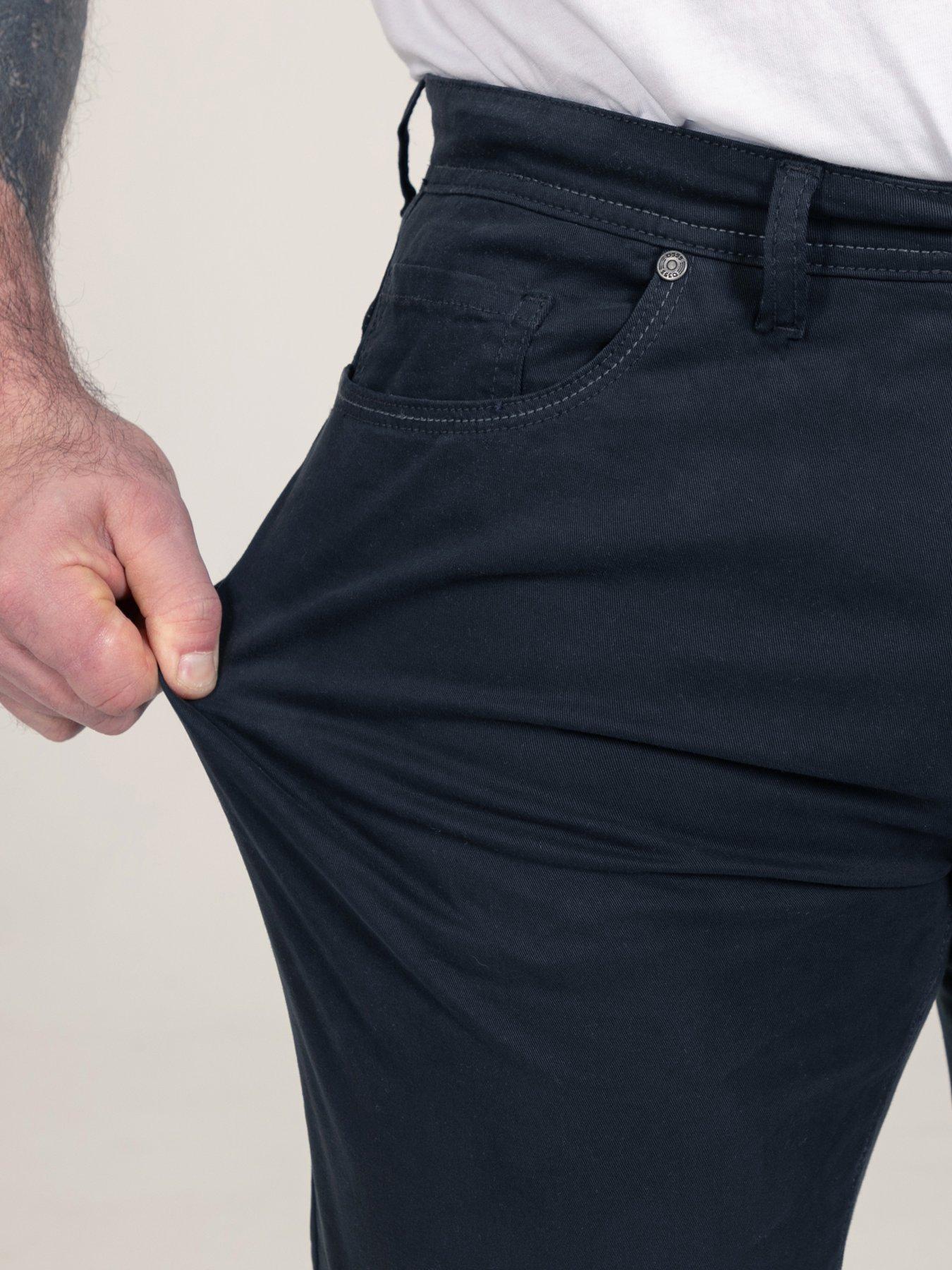 Image 4 of 7 of D555 Mens Tapered Fit Stretch Twill Chino Trousers - Navy