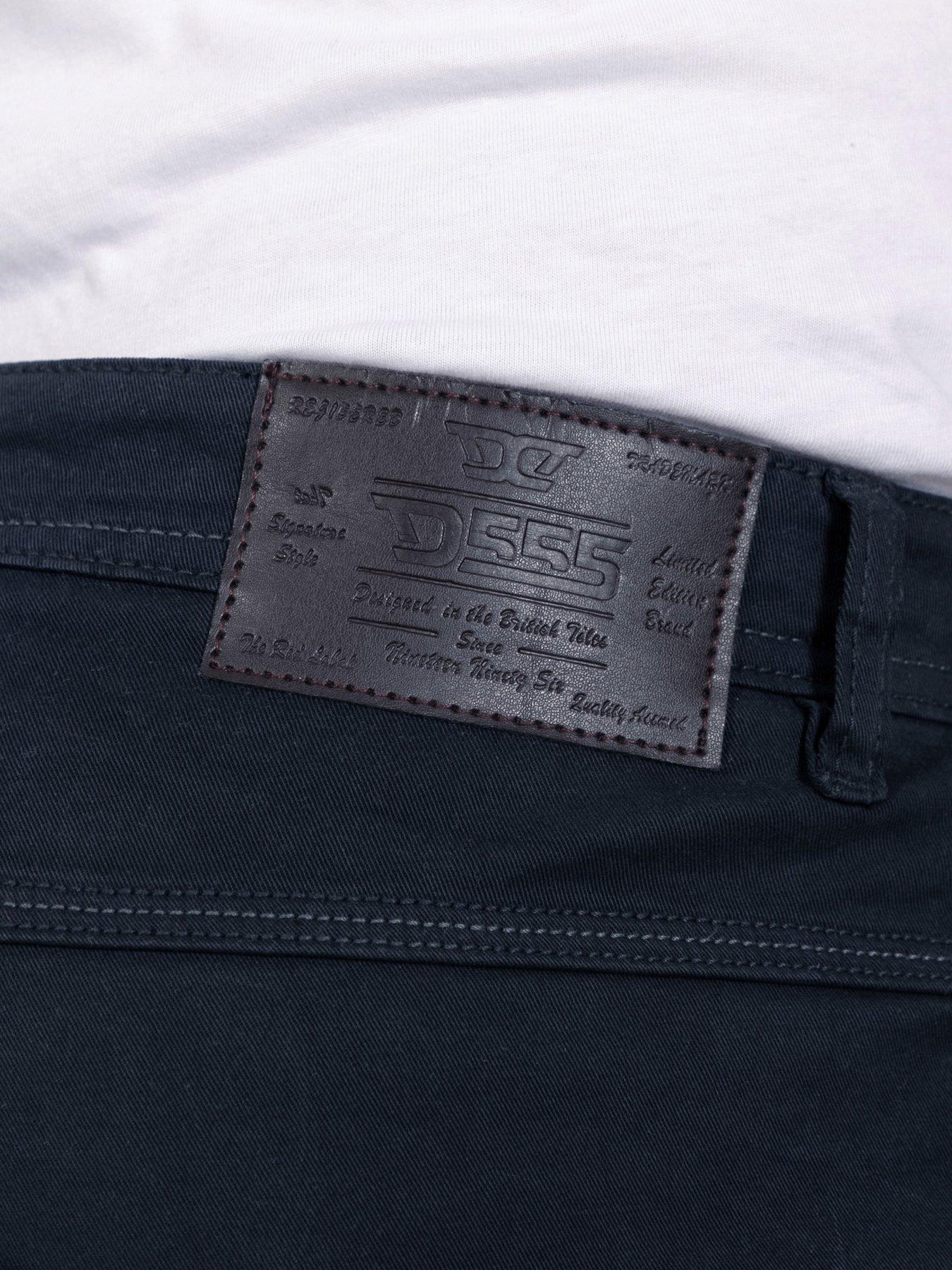 Image 6 of 7 of D555 Mens Tapered Fit Stretch Twill Chino Trousers - Navy