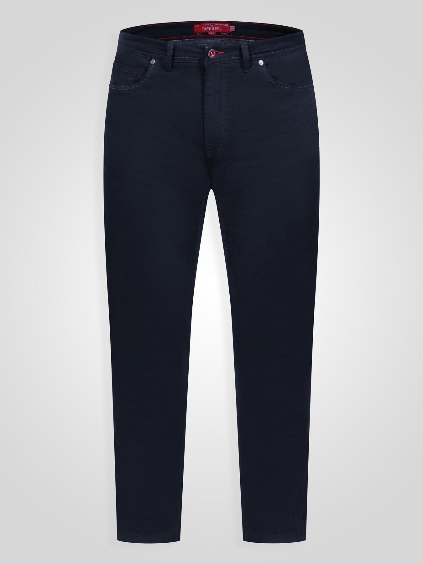 Image 7 of 7 of D555 Mens Tapered Fit Stretch Twill Chino Trousers - Navy