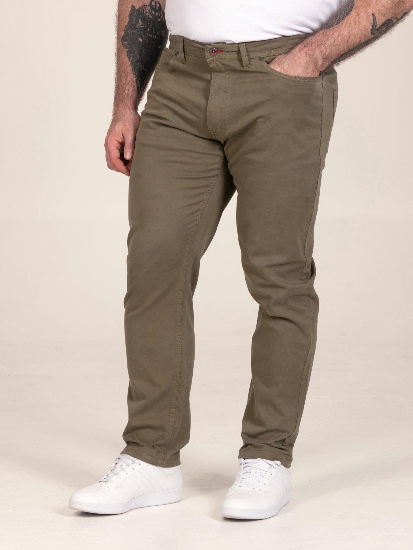 Image 1 of 7 of D555 Mens Tapered Fit Stretch Twill Chino Trousers - Khaki
