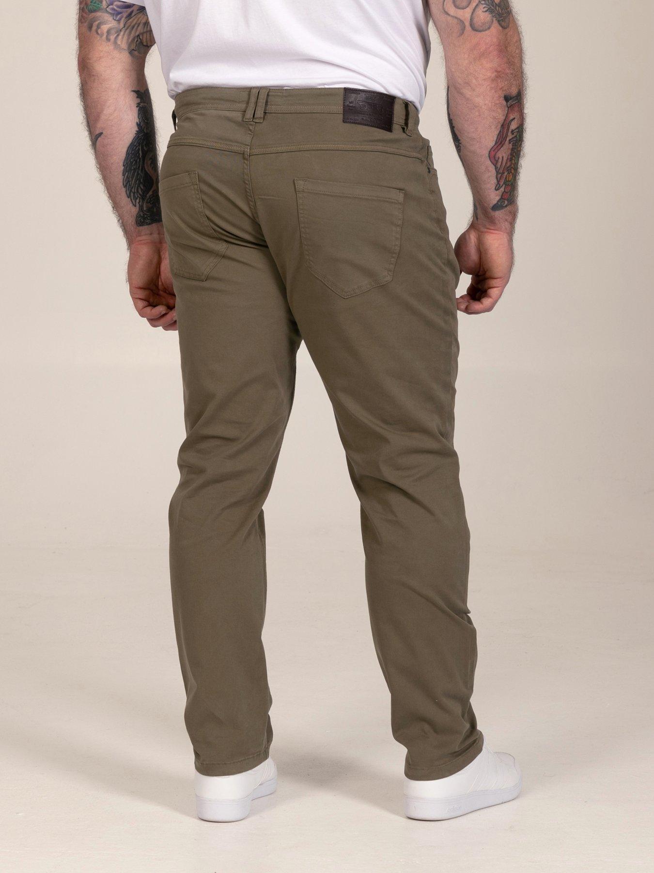 Image 2 of 7 of D555 Mens Tapered Fit Stretch Twill Chino Trousers - Khaki