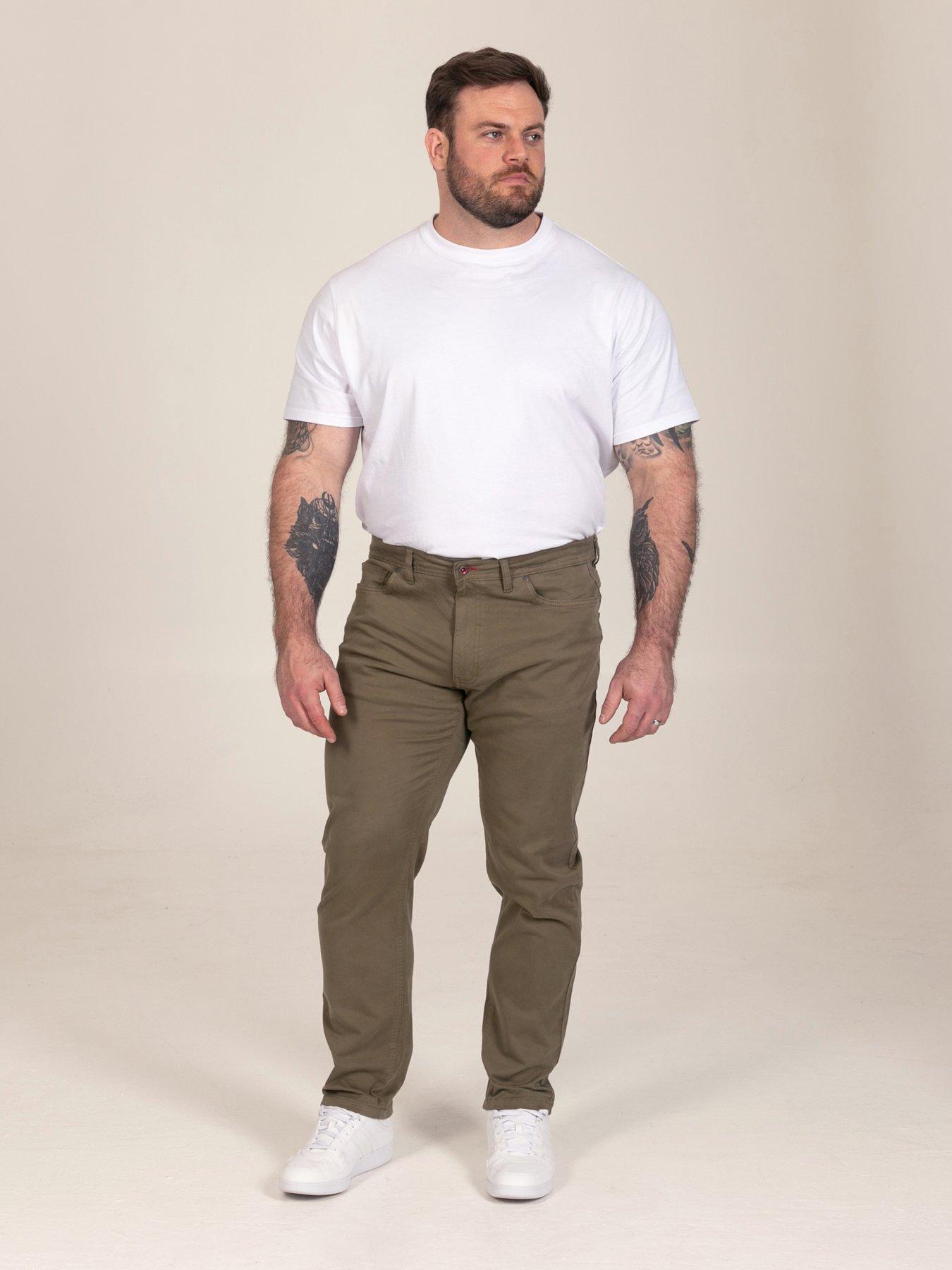 Image 3 of 7 of D555 Mens Tapered Fit Stretch Twill Chino Trousers - Khaki