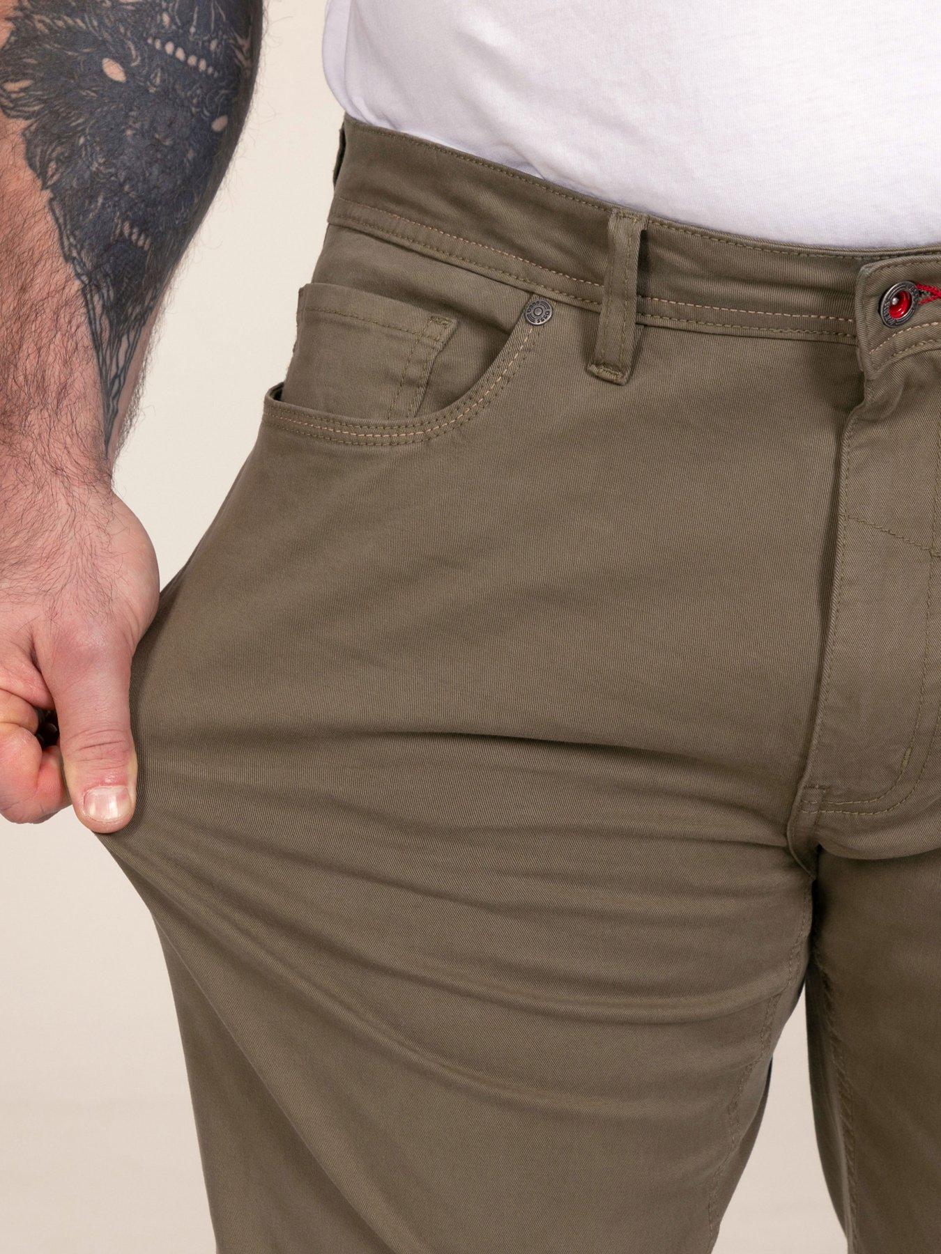 Image 4 of 7 of D555 Mens Tapered Fit Stretch Twill Chino Trousers - Khaki