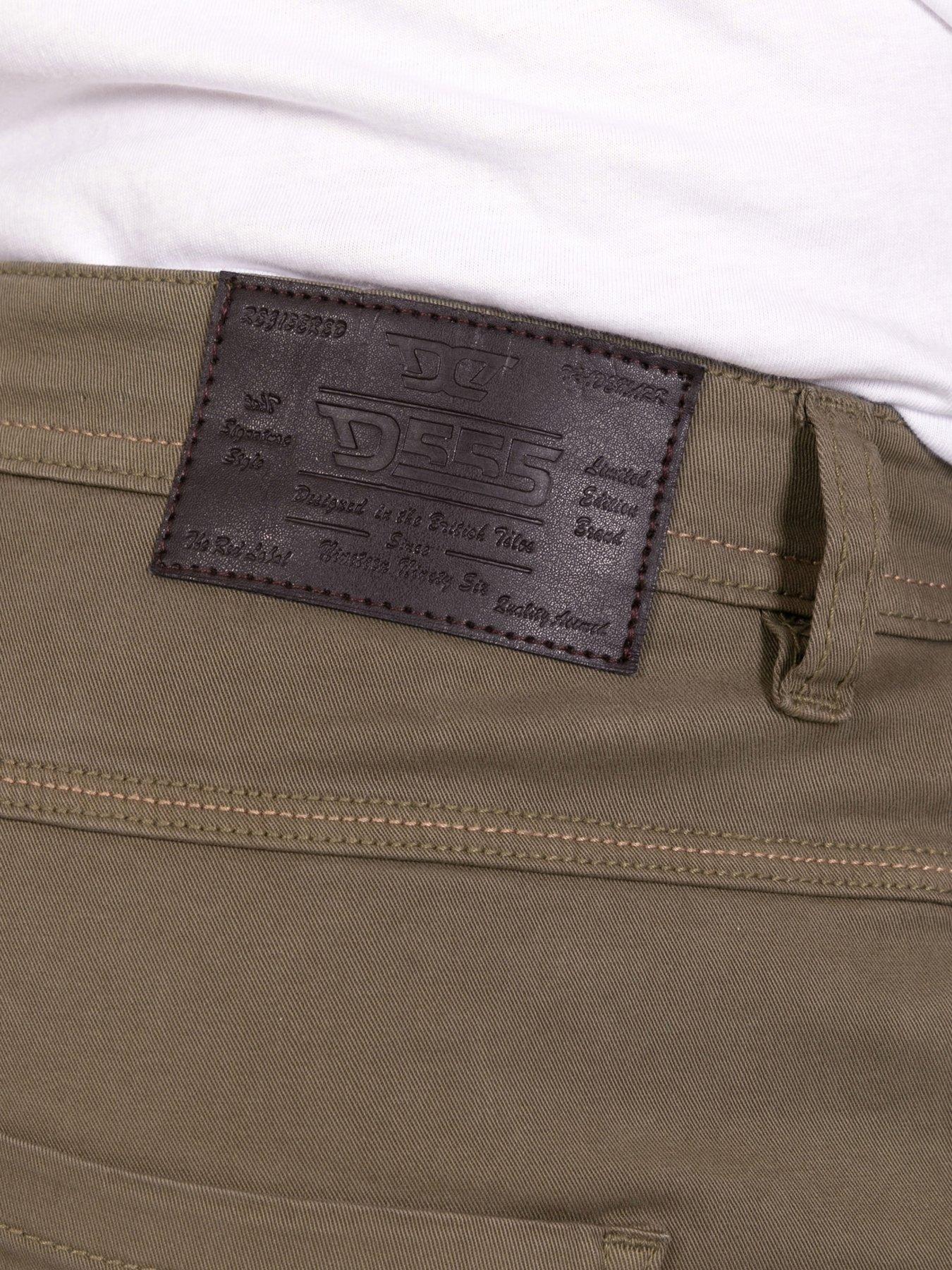 Image 5 of 7 of D555 Mens Tapered Fit Stretch Twill Chino Trousers - Khaki
