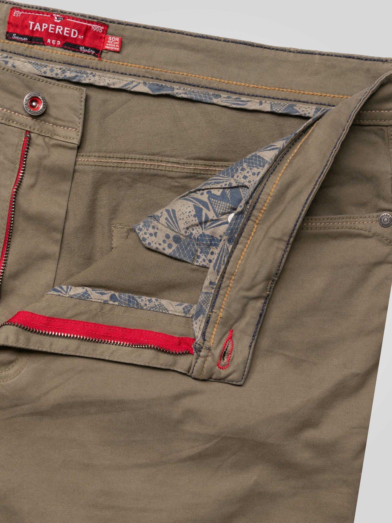 Image 6 of 7 of D555 Mens Tapered Fit Stretch Twill Chino Trousers - Khaki