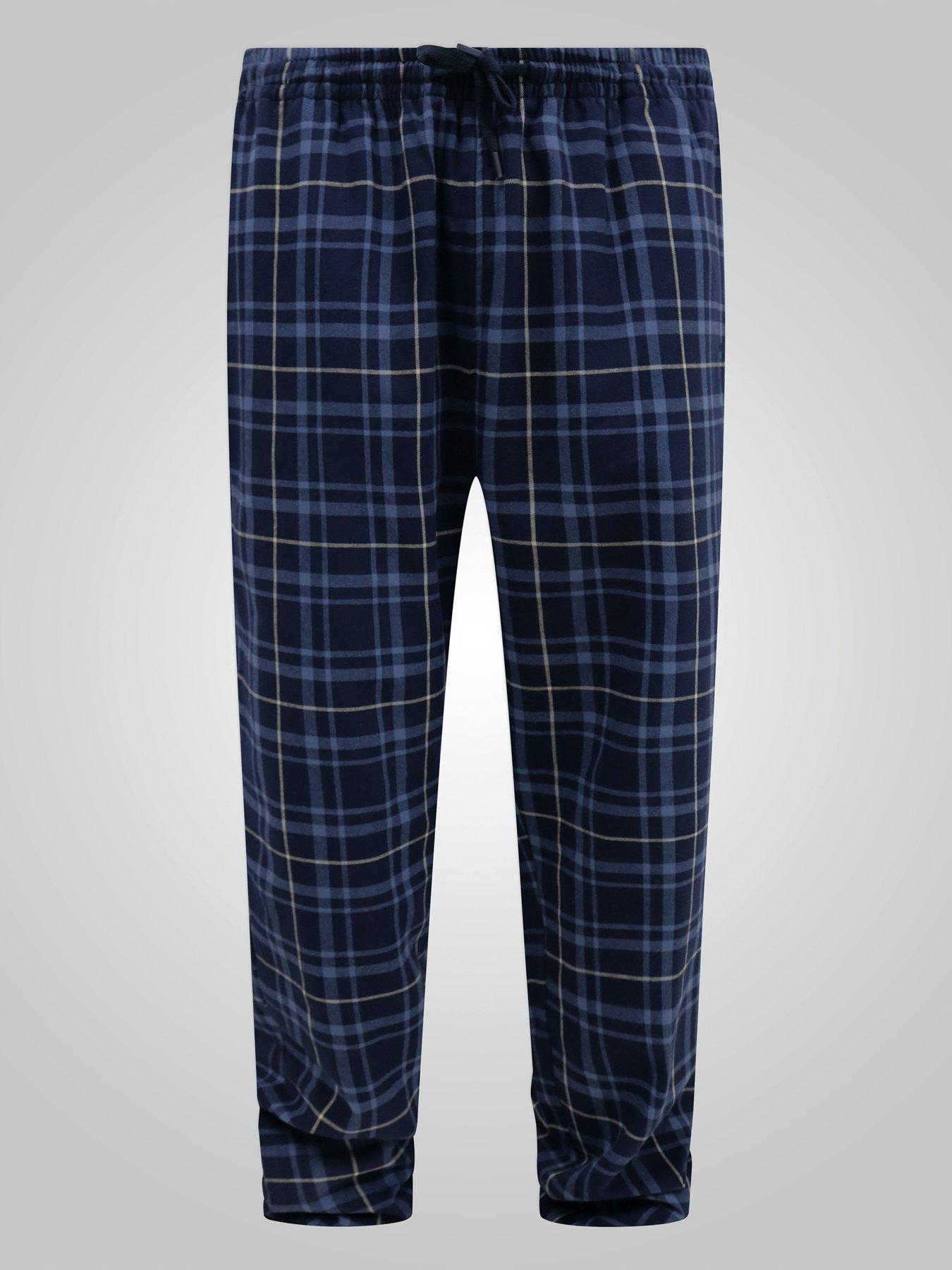 Image 4 of 6 of D555 D555 Two Pack Navy Check &amp; Plain Navy Loungewear Trouser