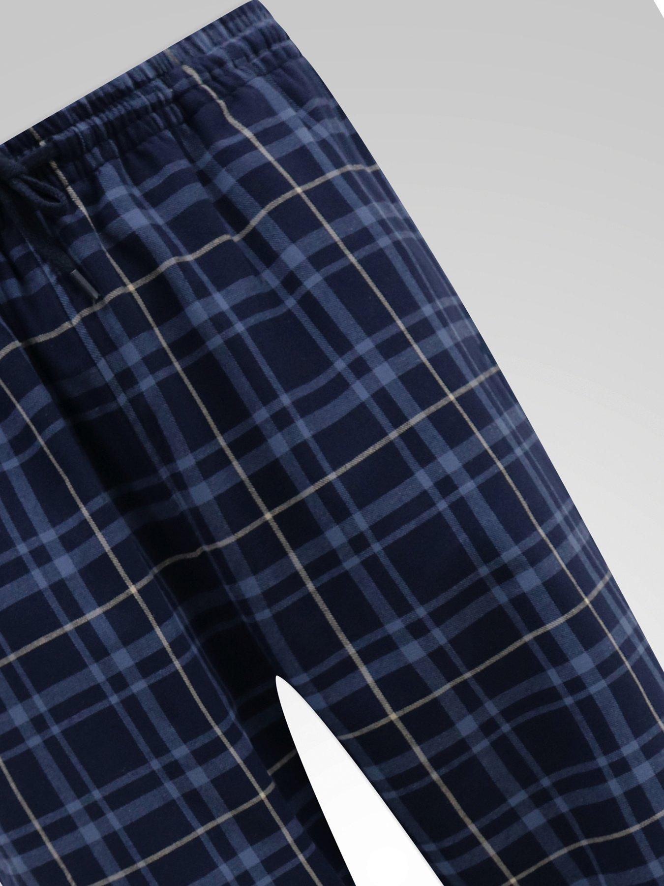 Image 5 of 6 of D555 D555 Two Pack Navy Check &amp; Plain Navy Loungewear Trouser