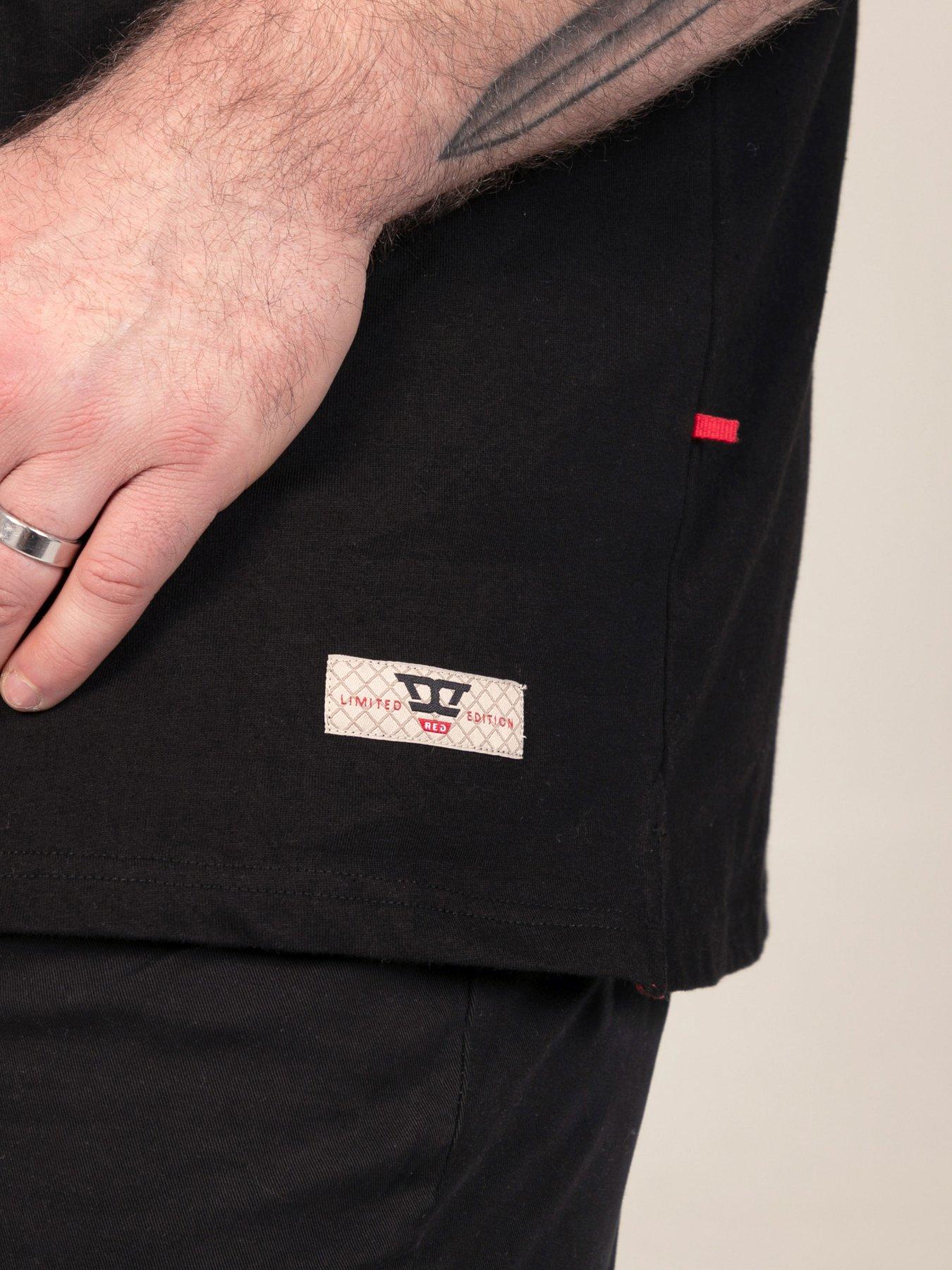 Image 4 of 7 of D555 Mens Jacquard Collar Contrast Panels Jersey Polo Shirt - Black