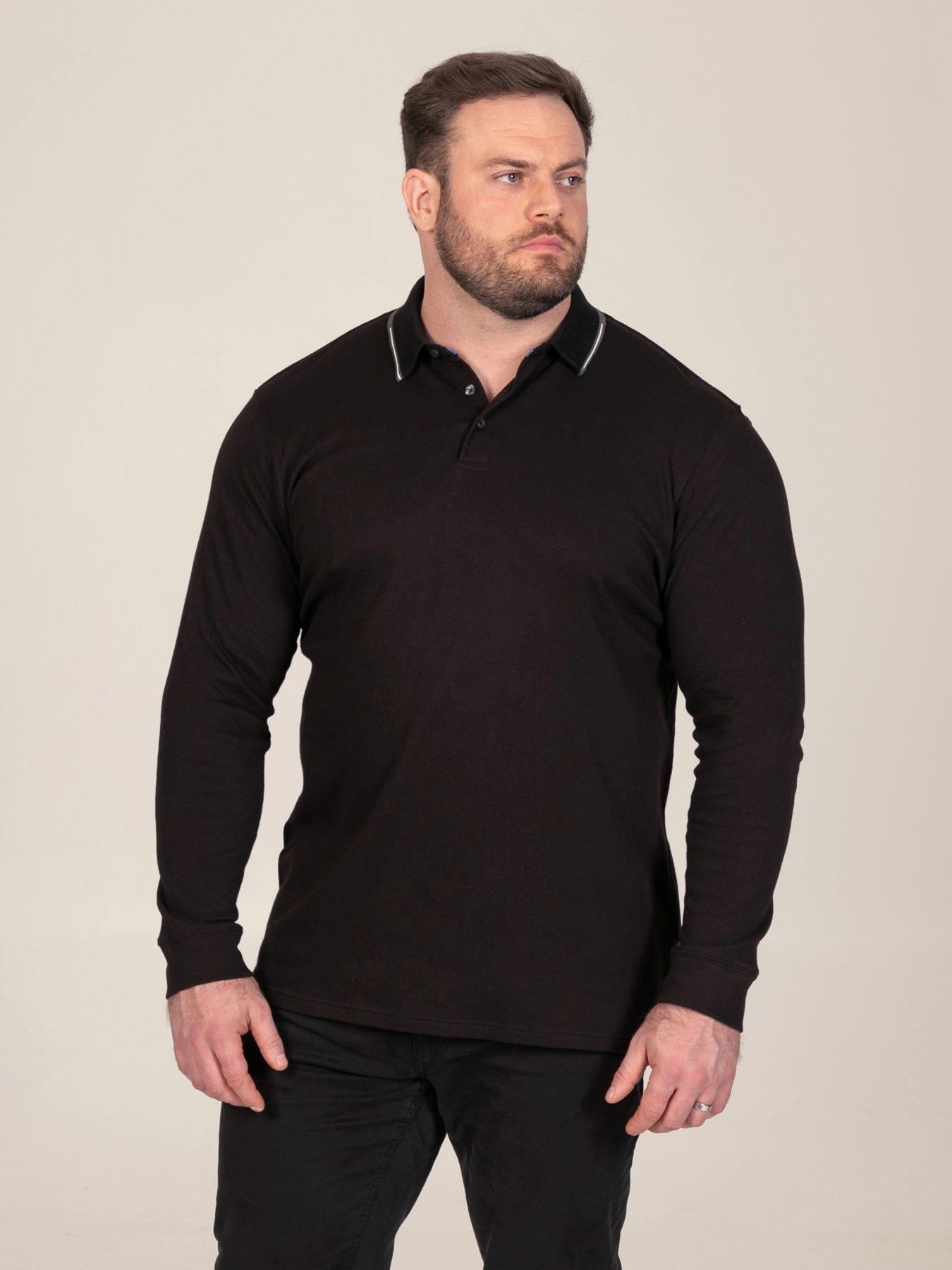 Image 1 of 7 of D555 D555 L/s Polo With Jacquard Collar With Grey &amp; White Tipping