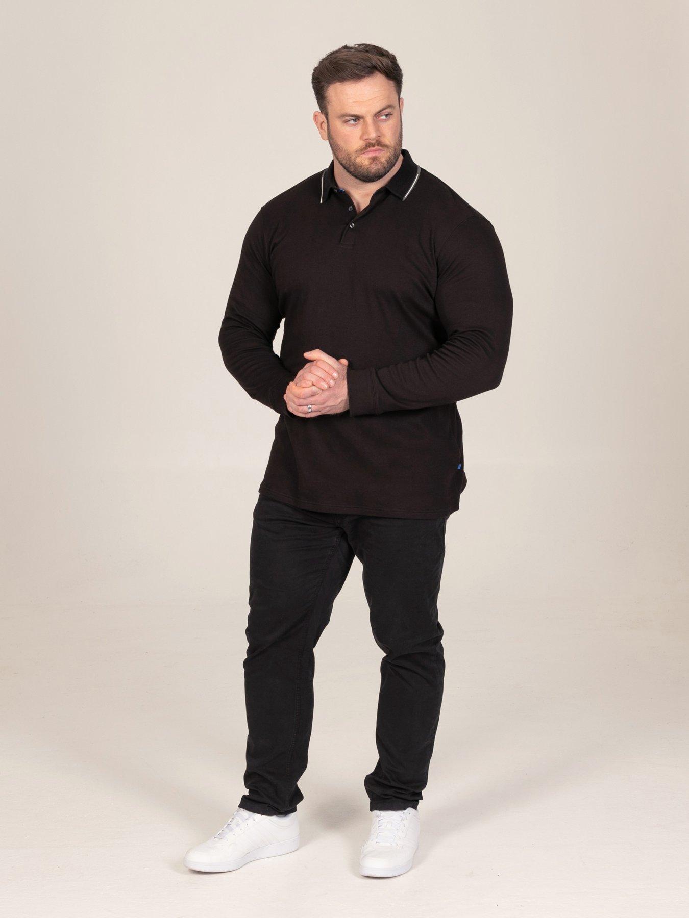 Image 3 of 7 of D555 D555 L/s Polo With Jacquard Collar With Grey &amp; White Tipping