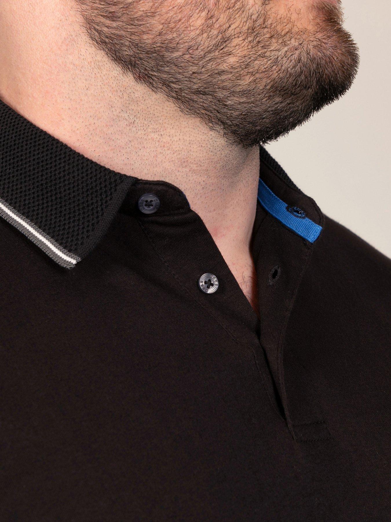 Image 5 of 7 of D555 D555 L/s Polo With Jacquard Collar With Grey &amp; White Tipping