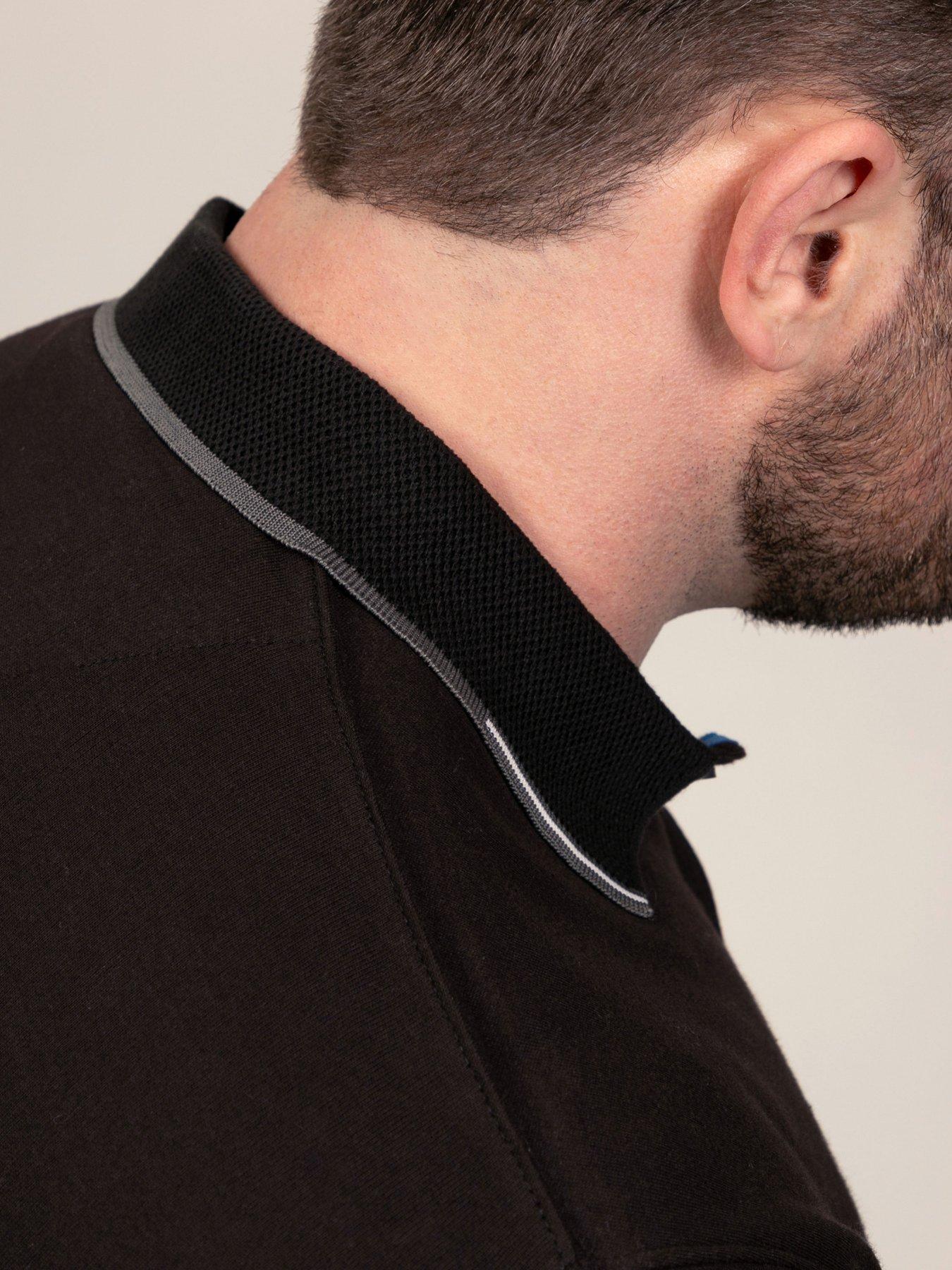 Image 6 of 7 of D555 D555 L/s Polo With Jacquard Collar With Grey &amp; White Tipping