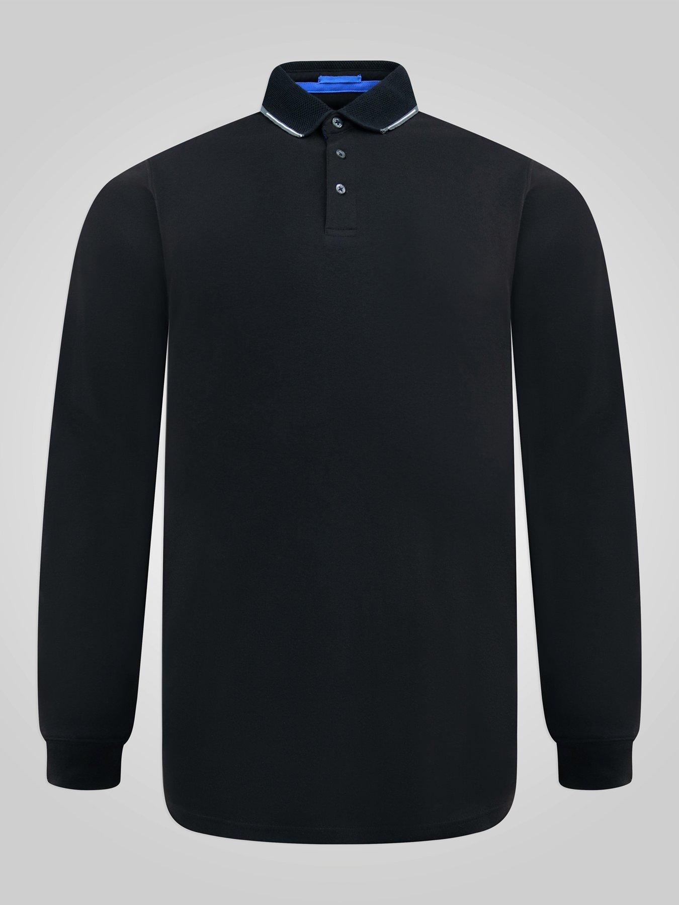 Image 7 of 7 of D555 D555 L/s Polo With Jacquard Collar With Grey &amp; White Tipping