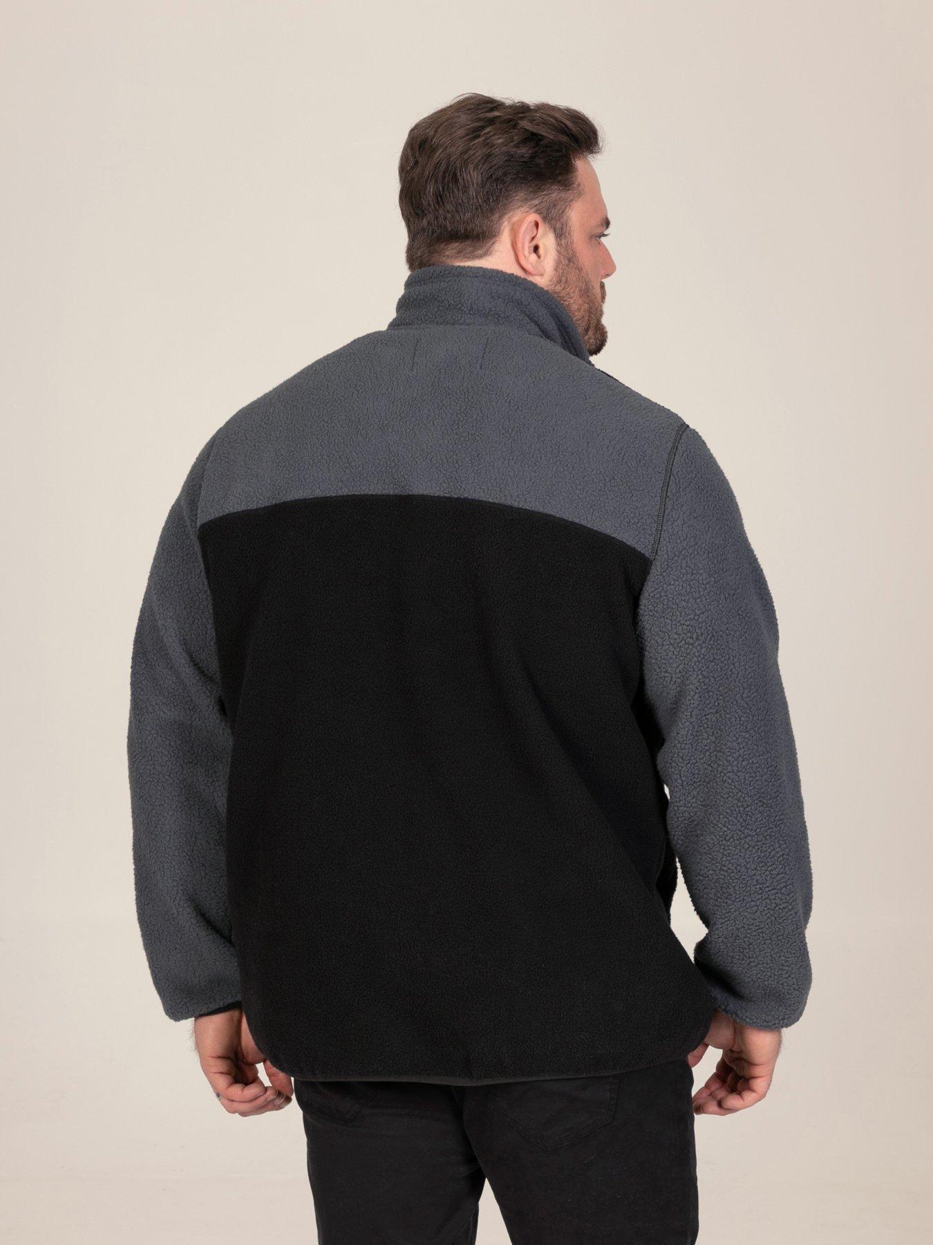 Image 2 of 7 of D555 Mens 1/4 Zip Bonded Fleece Pockets Sweatshirt - Black