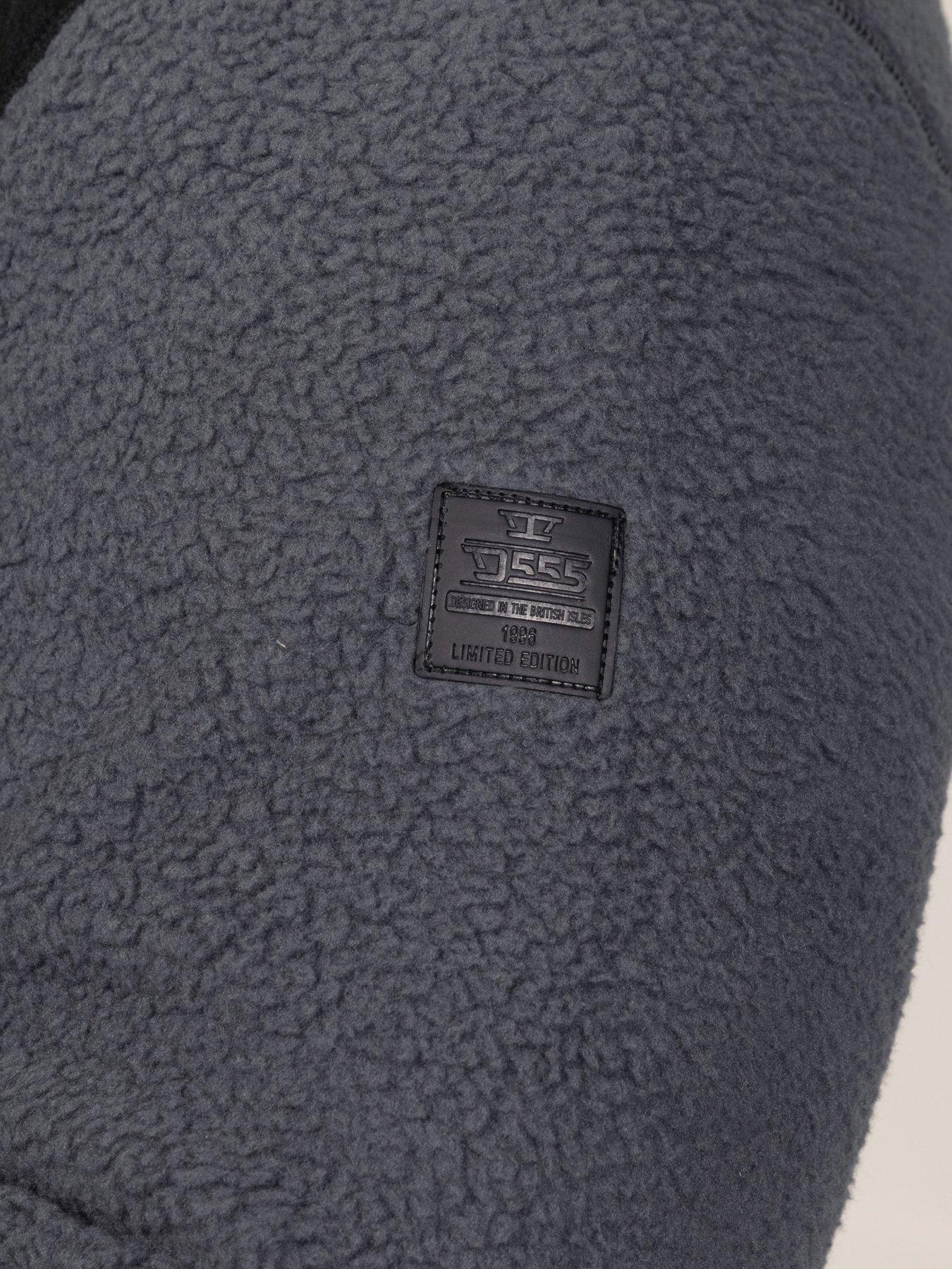 Image 5 of 7 of D555 Mens 1/4 Zip Bonded Fleece Pockets Sweatshirt - Black