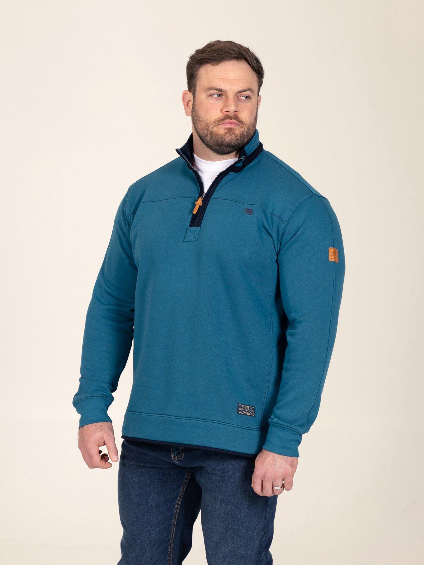 Image 1 of 7 of D555 Mens Quarter Zip Soft Fleece Sweatshirt - Green