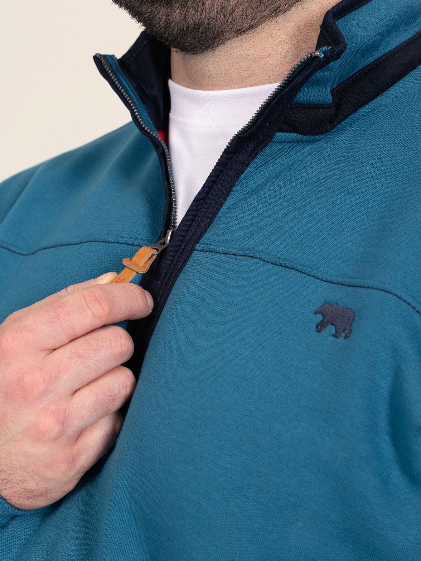 Image 4 of 7 of D555 Mens Quarter Zip Soft Fleece Sweatshirt - Green