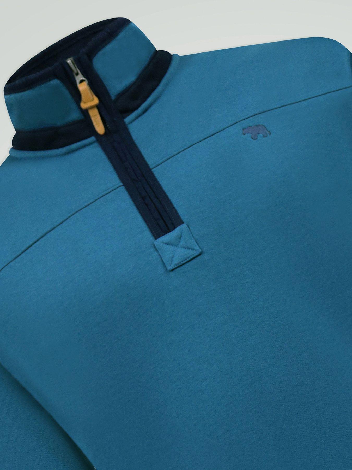 Image 6 of 7 of D555 Mens Quarter Zip Soft Fleece Sweatshirt - Green