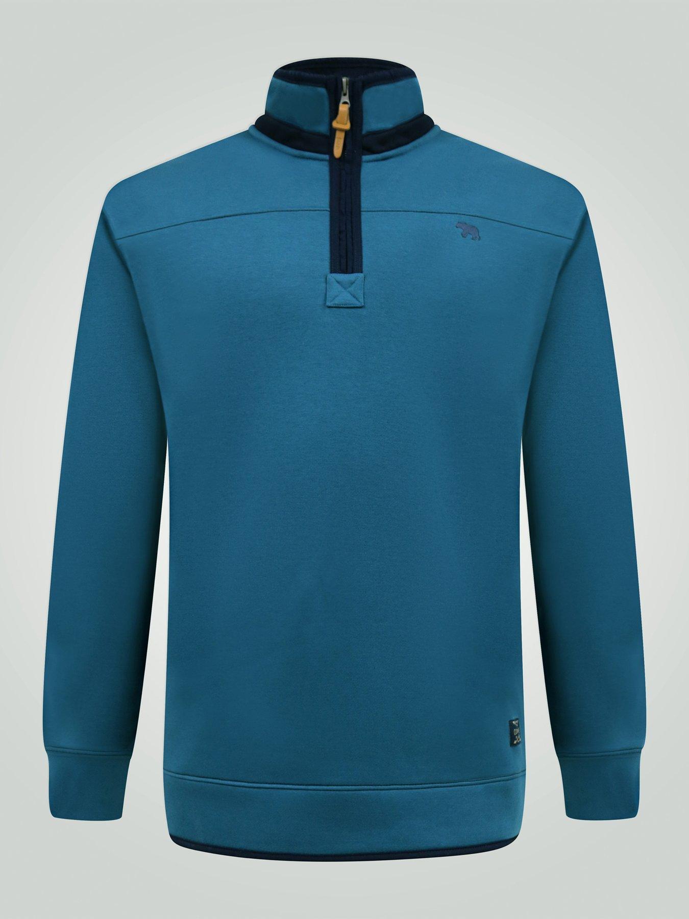 Image 7 of 7 of D555 Mens Quarter Zip Soft Fleece Sweatshirt - Green