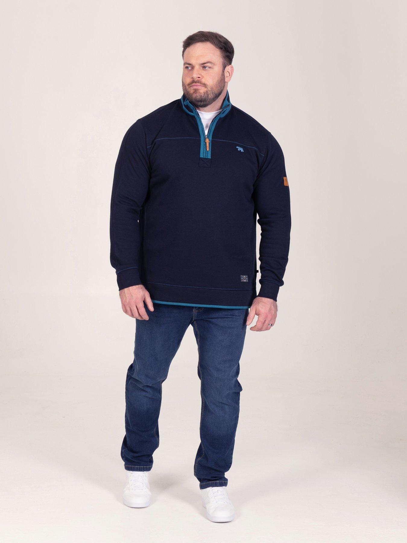 Image 3 of 7 of D555 Navy 1/4 Zip Neck Fleece Sweatshirt With Bear Chest Embroidery