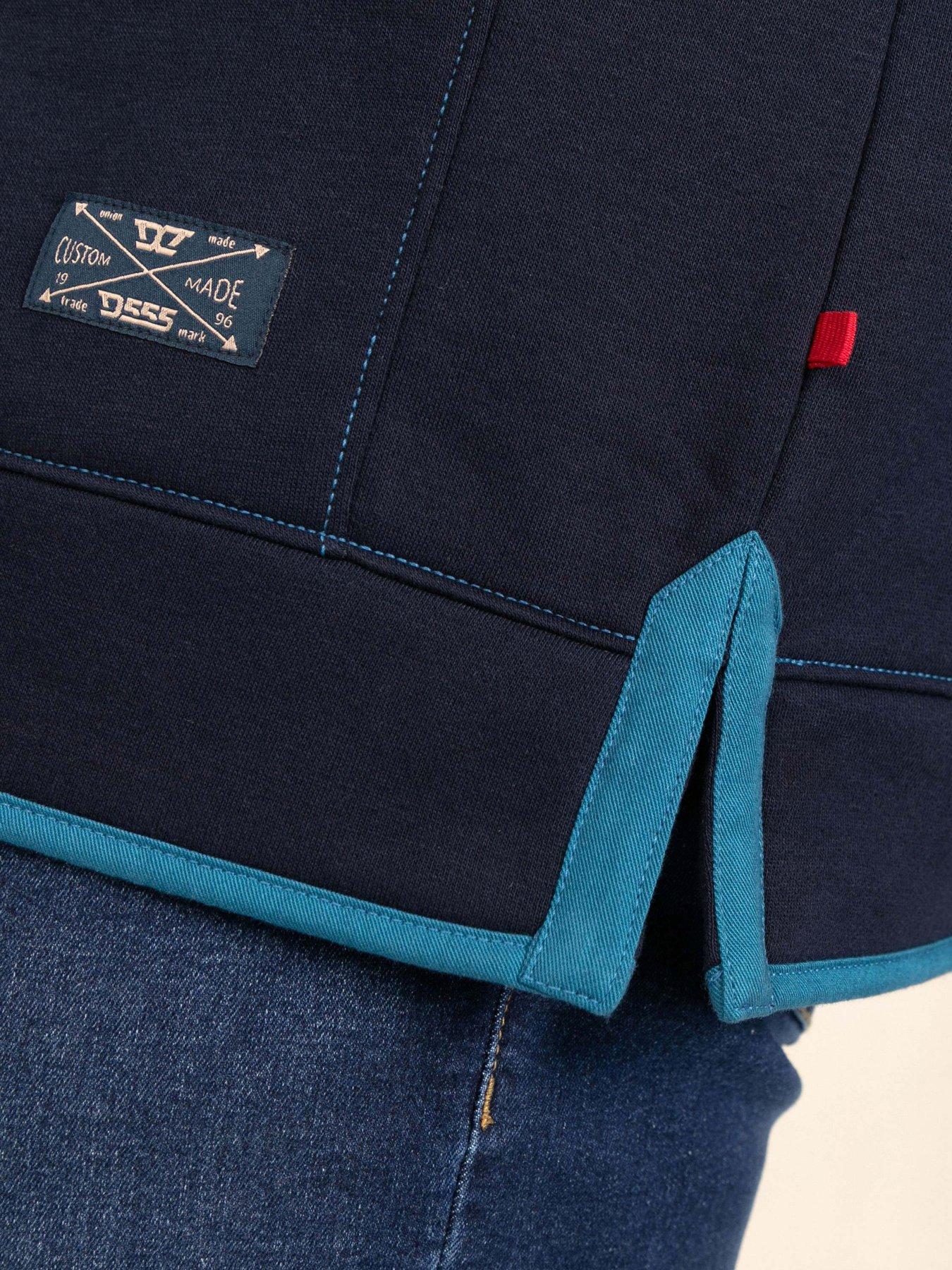 Image 5 of 7 of D555 Navy 1/4 Zip Neck Fleece Sweatshirt With Bear Chest Embroidery