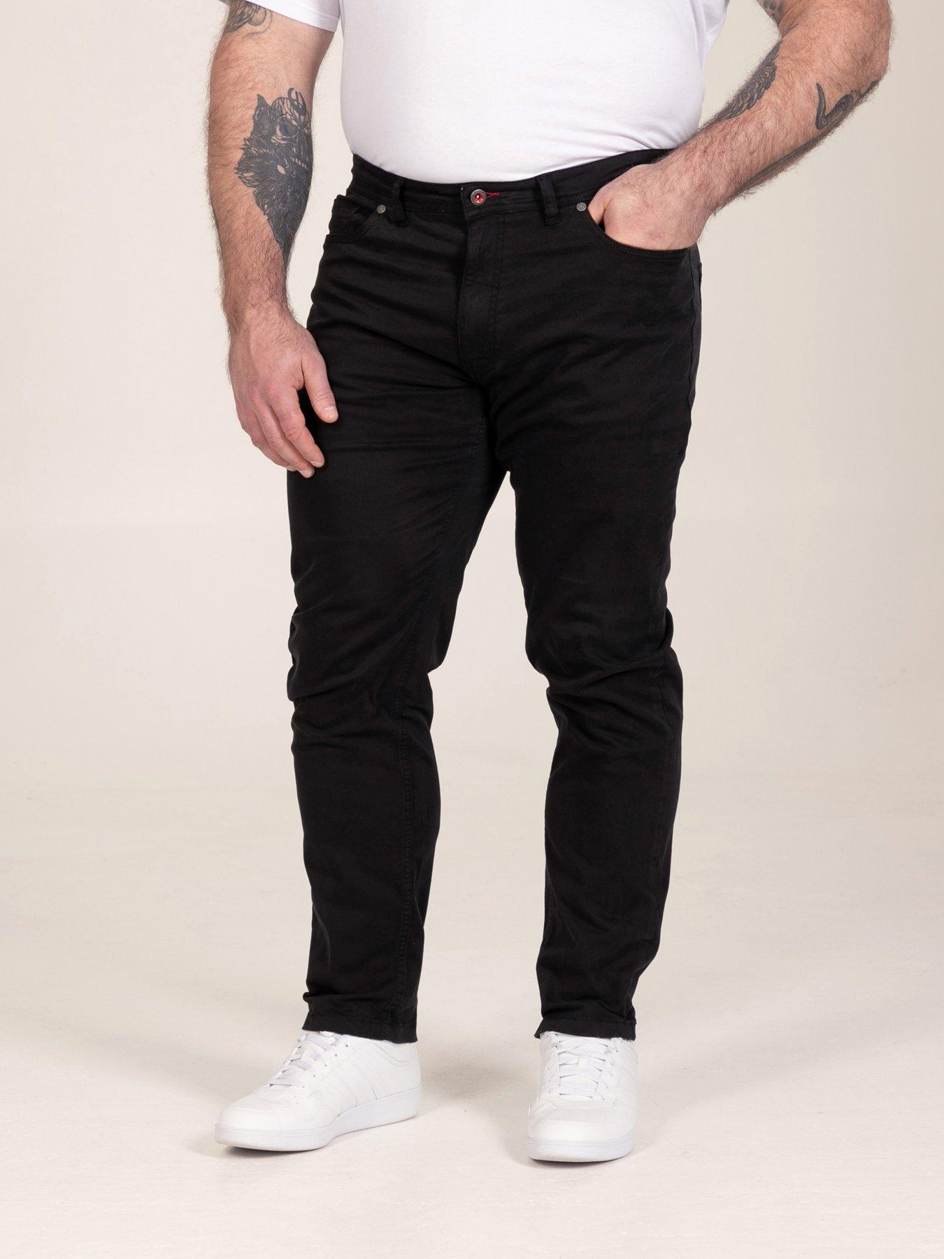 Image 1 of 7 of D555 Mens Tapered Fit Stretch Twill Five Pocket Chinos - Black