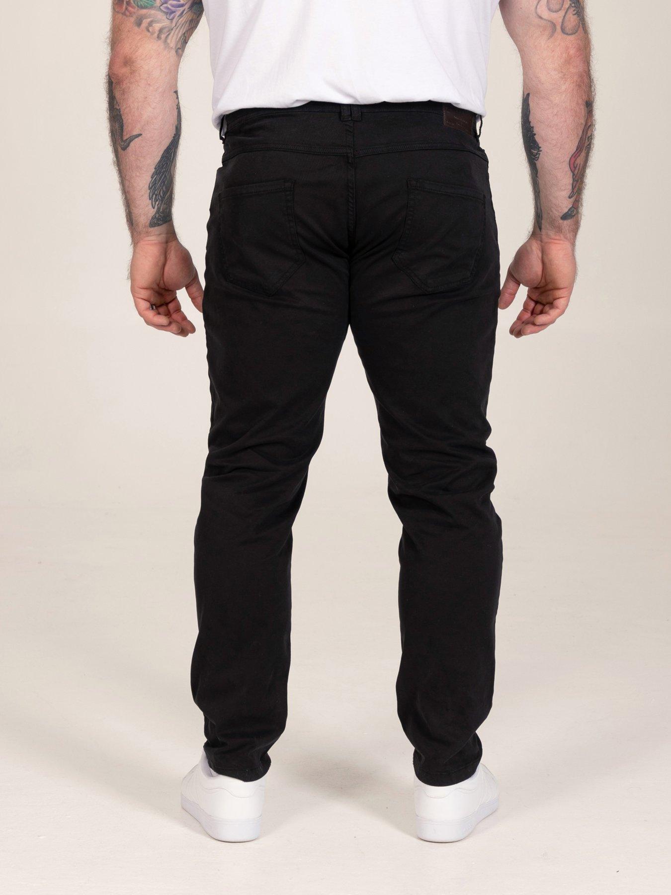 Image 2 of 7 of D555 Mens Tapered Fit Stretch Twill Five Pocket Chinos - Black