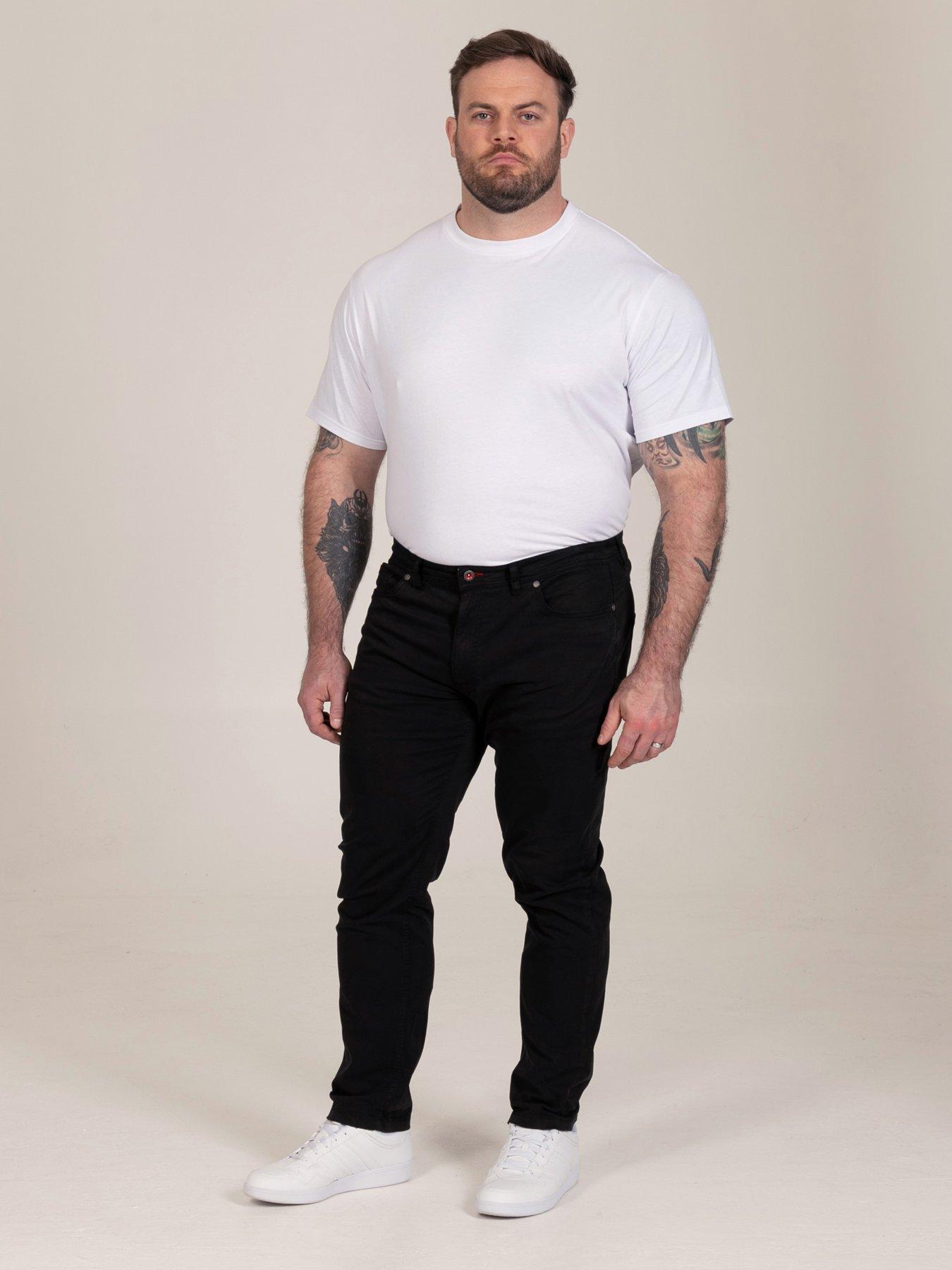 Image 3 of 7 of D555 Mens Tapered Fit Stretch Twill Five Pocket Chinos - Black