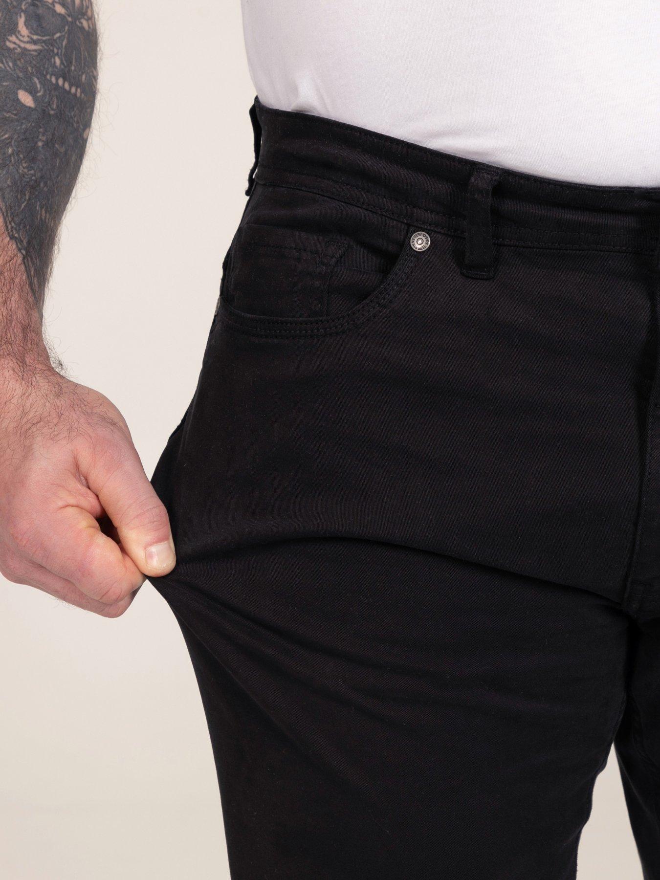 Image 4 of 7 of D555 Mens Tapered Fit Stretch Twill Five Pocket Chinos - Black