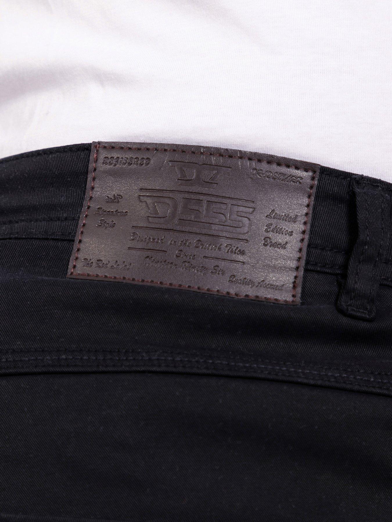 Image 5 of 7 of D555 Mens Tapered Fit Stretch Twill Five Pocket Chinos - Black