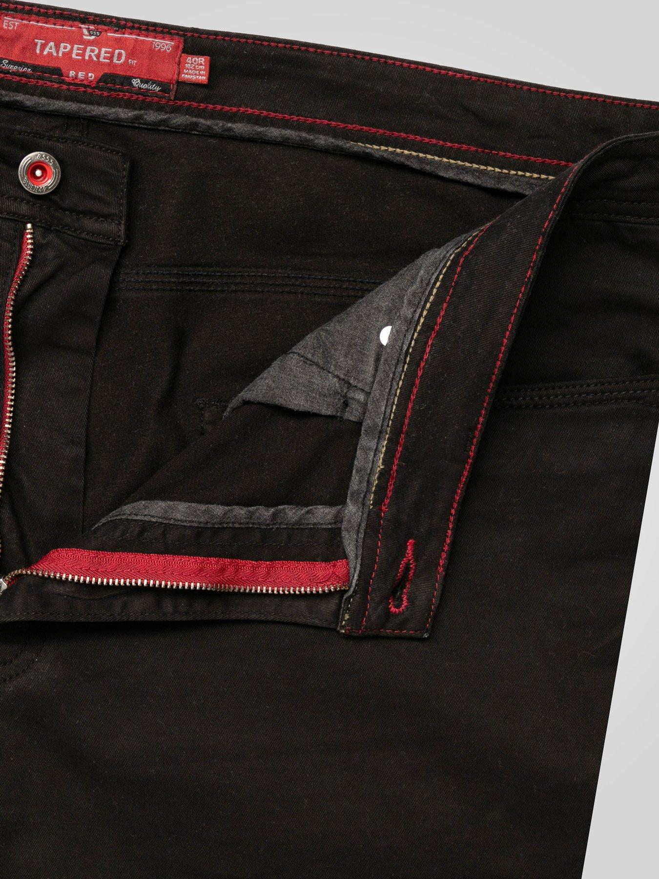 Image 6 of 7 of D555 Mens Tapered Fit Stretch Twill Five Pocket Chinos - Black