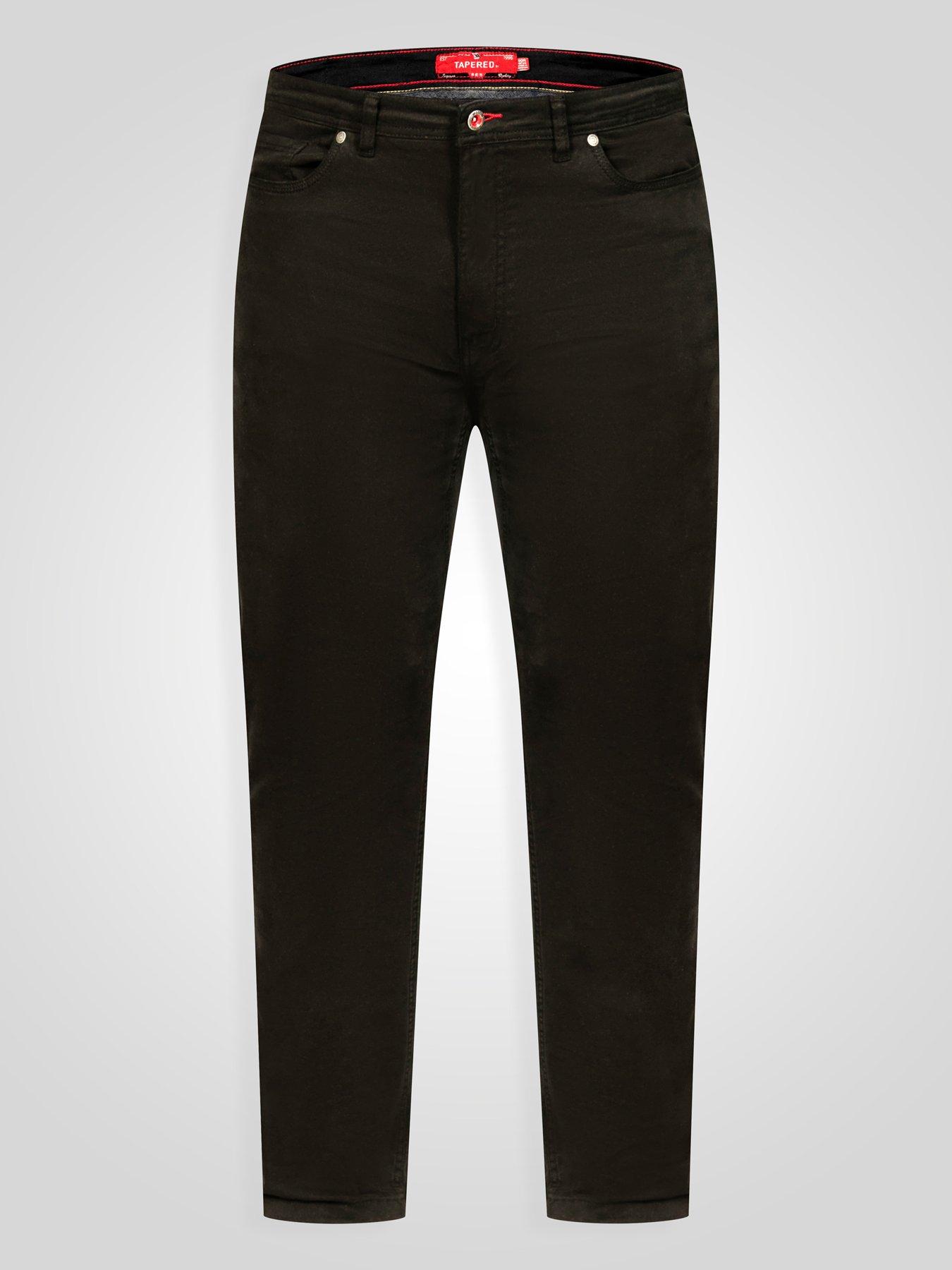 Image 7 of 7 of D555 Mens Tapered Fit Stretch Twill Five Pocket Chinos - Black