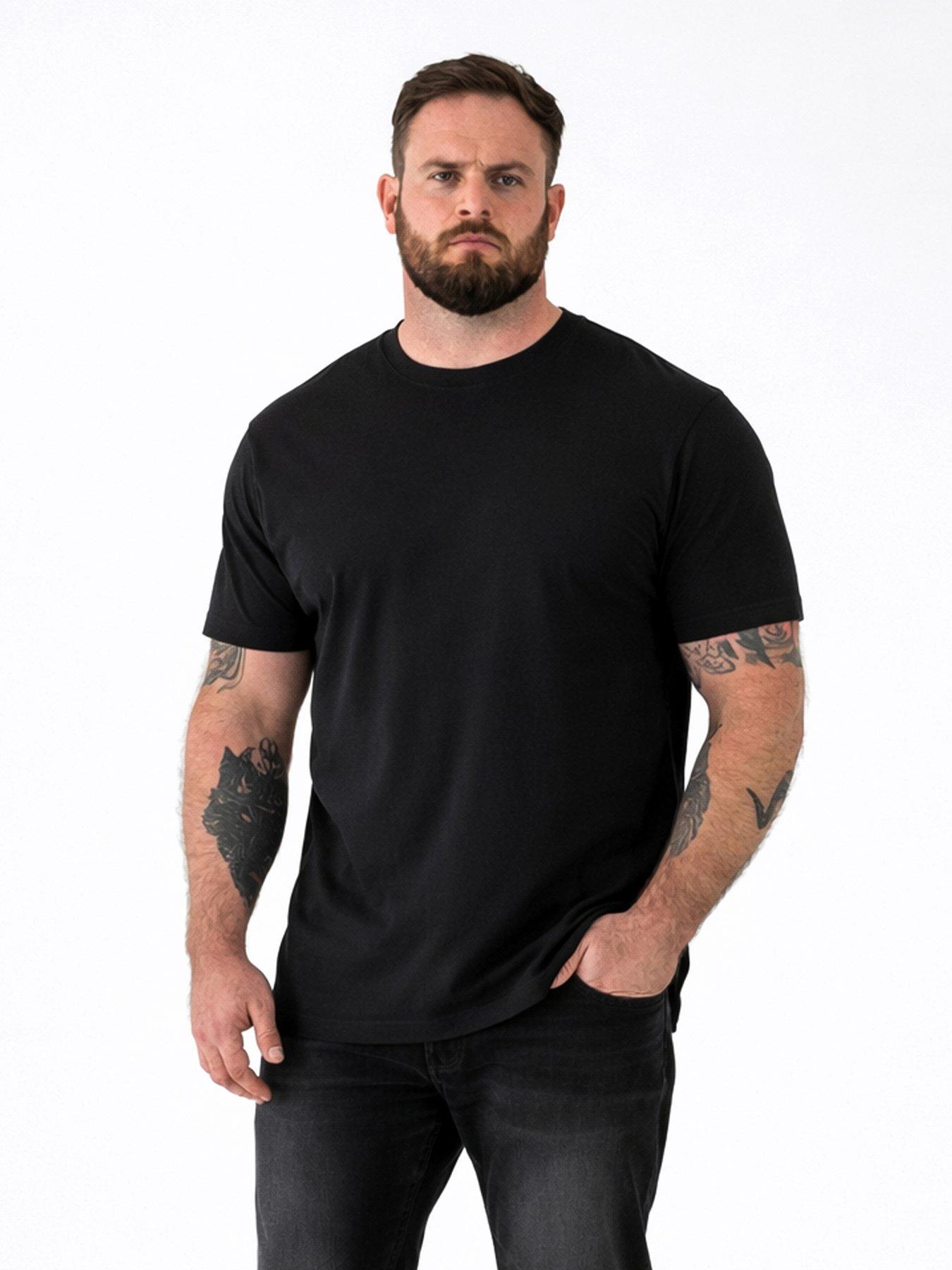 Image 1 of 3 of D555 Mens Big &amp; Tall 5 Pack Combed Cotton Crew Neck T-Shirts - Black