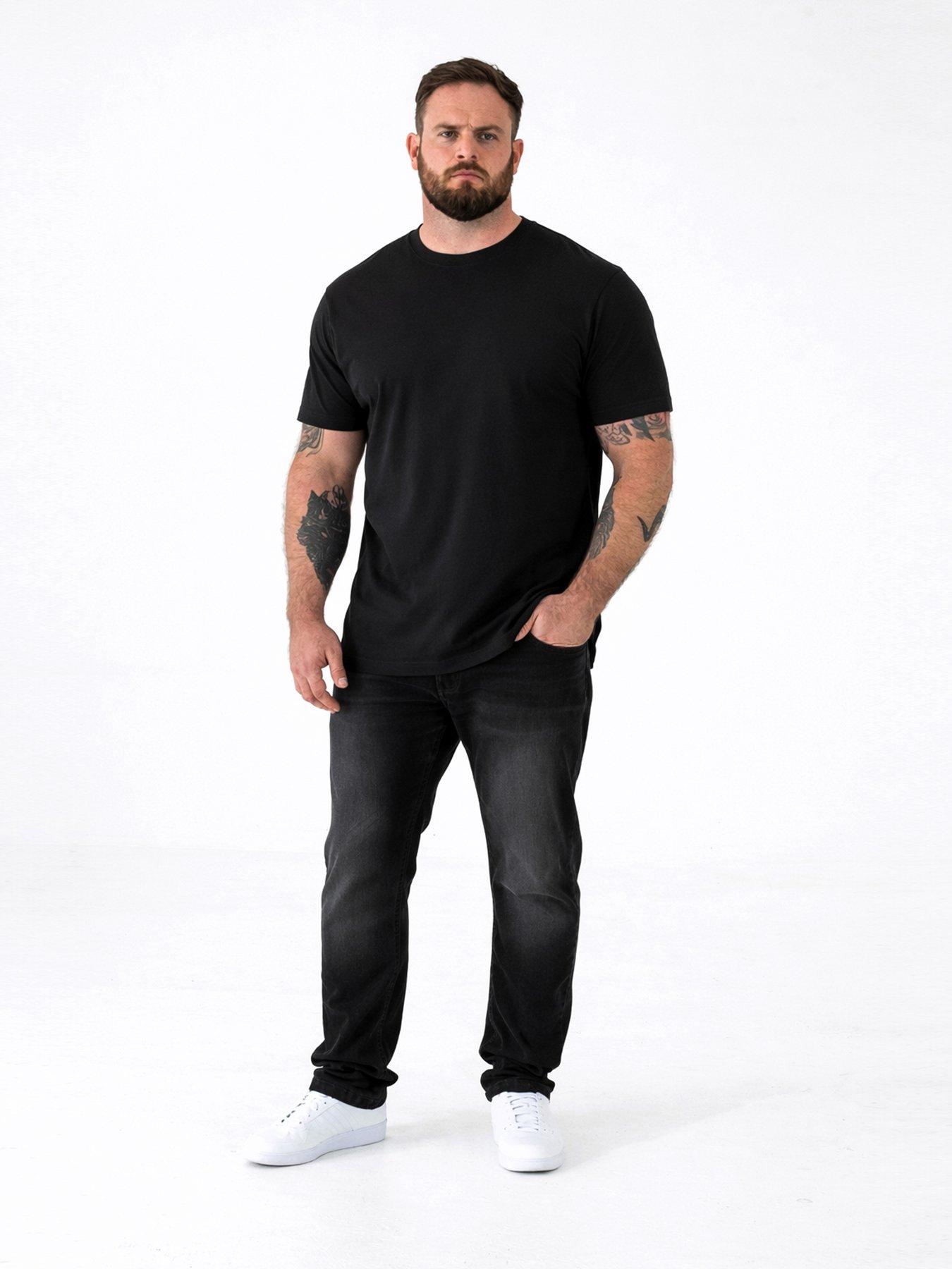 Image 2 of 3 of D555 Mens Big &amp; Tall 5 Pack Combed Cotton Crew Neck T-Shirts - Black