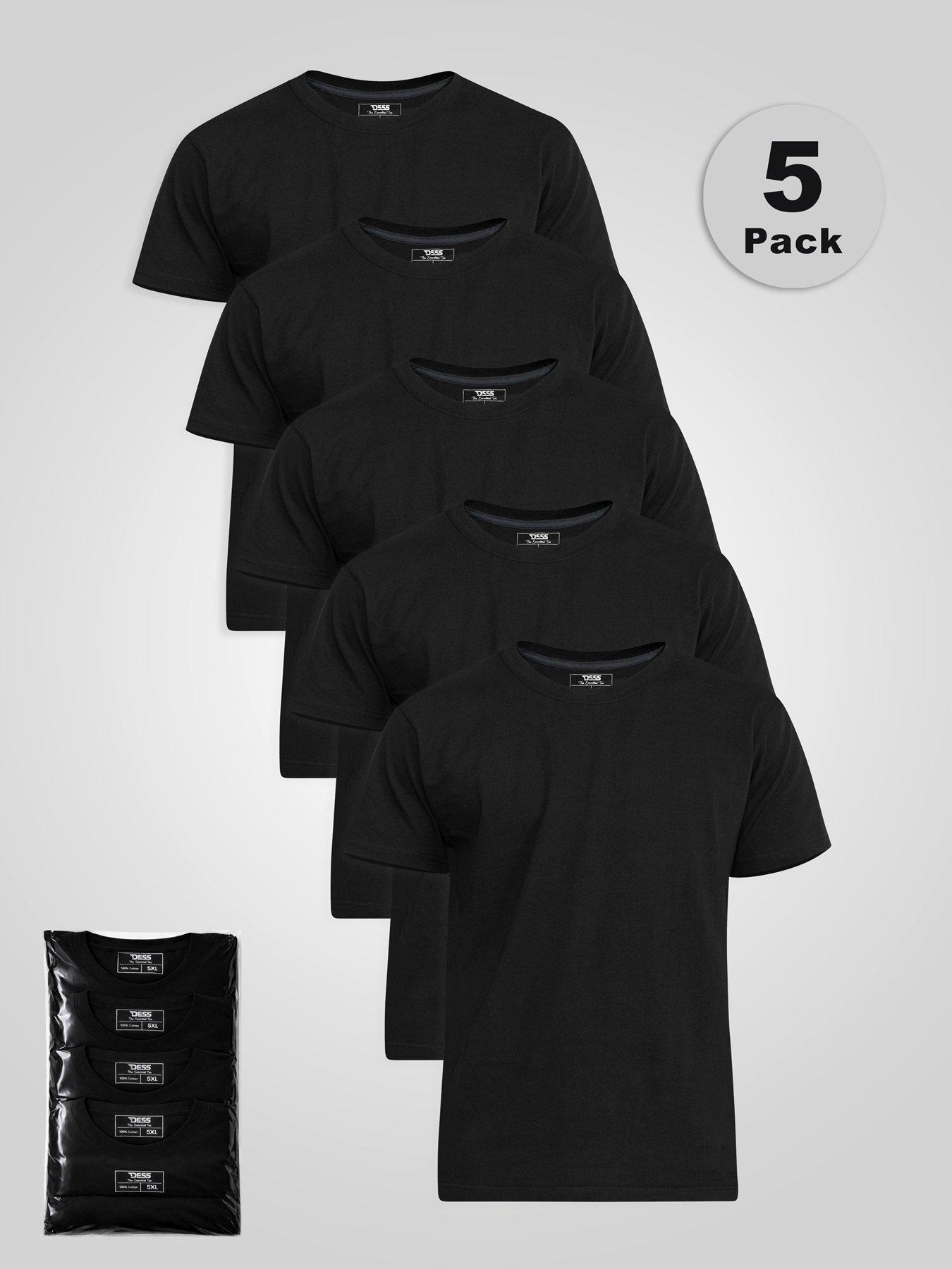 Image 3 of 3 of D555 Mens Big &amp; Tall 5 Pack Combed Cotton Crew Neck T-Shirts - Black