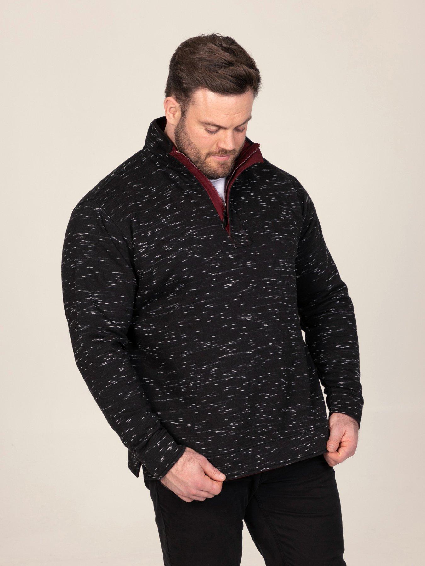 Image 1 of 7 of D555 Mens Big &amp; Tall Reno 1/4 Zip Bear Embroidery Sweatshirt - Black
