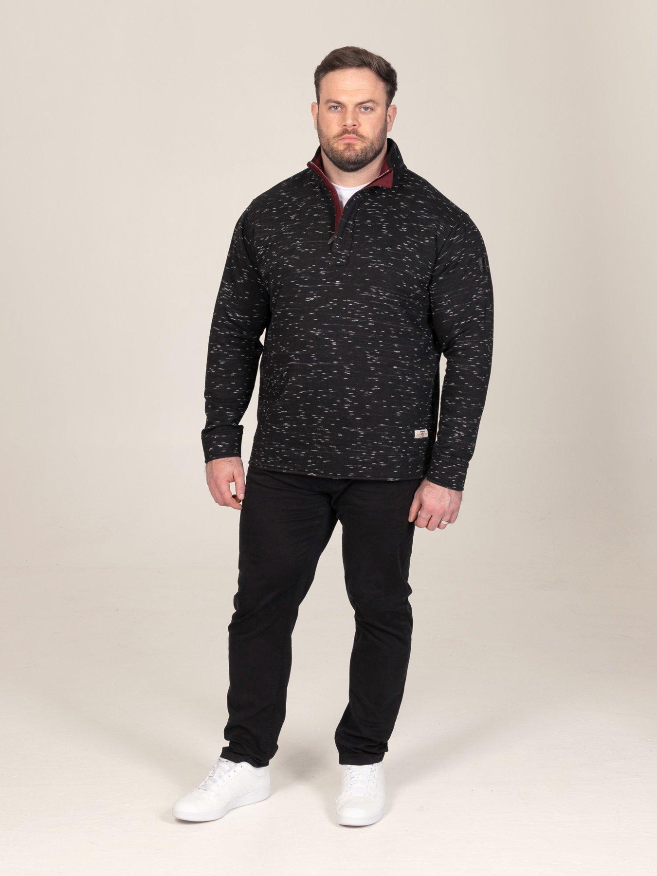 Image 3 of 7 of D555 Mens Big &amp; Tall Reno 1/4 Zip Bear Embroidery Sweatshirt - Black