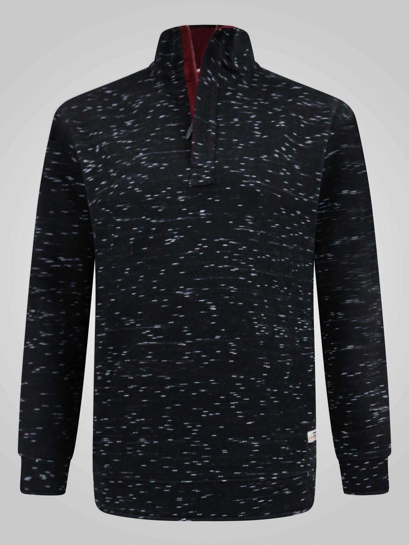 Image 6 of 7 of D555 Mens Big &amp; Tall Reno 1/4 Zip Bear Embroidery Sweatshirt - Black