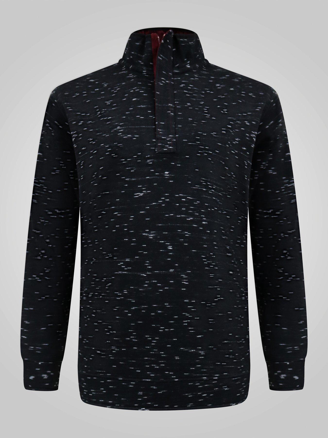 Image 7 of 7 of D555 Mens Big &amp; Tall Reno 1/4 Zip Bear Embroidery Sweatshirt - Black
