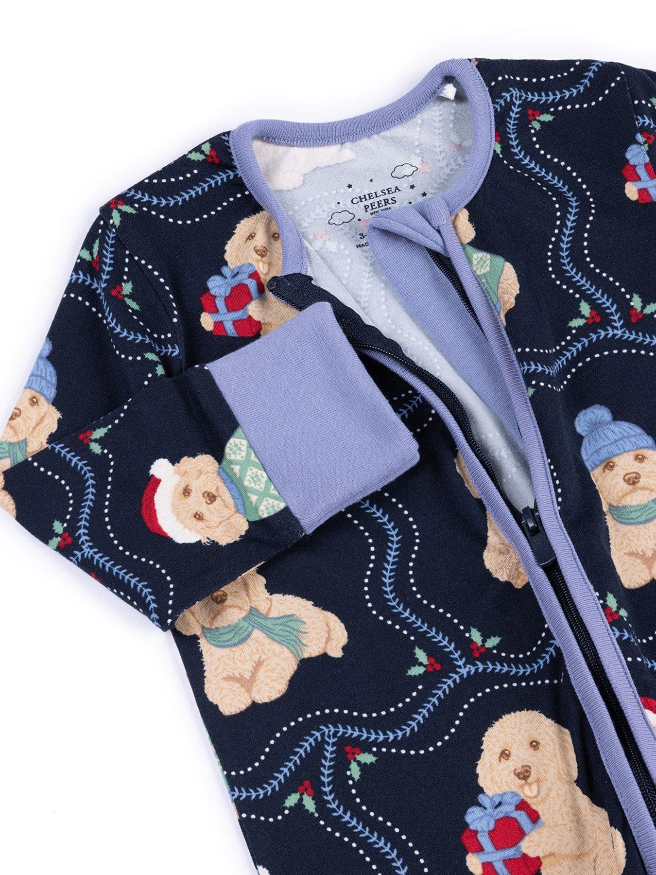 Image 2 of 3 of CHELSEA PEERS Baby Chip The Cockapoo Portraits Zip Sleepsuit - Dark Blue