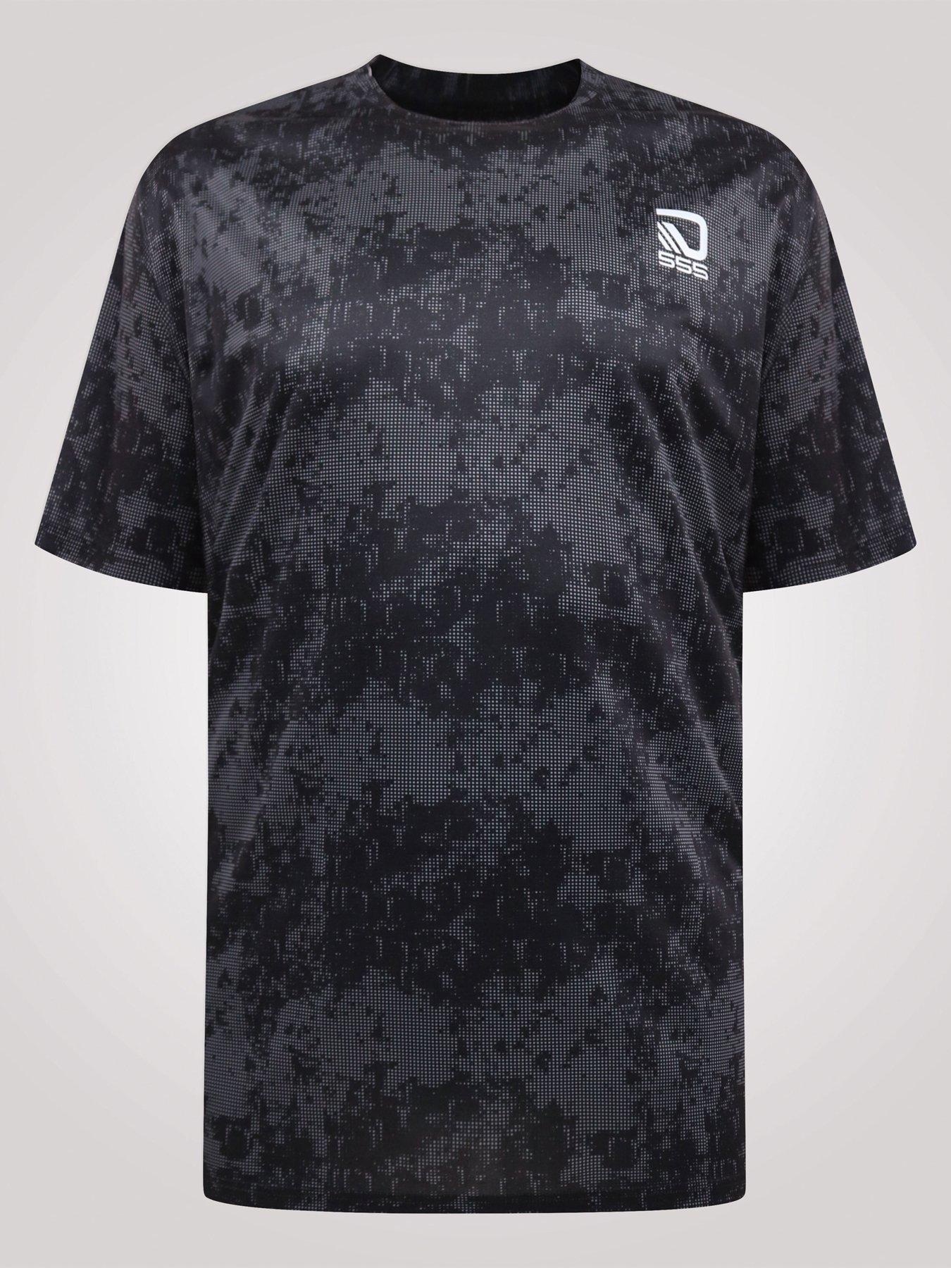 Image 5 of 6 of D555 Mens Big &amp; Tall Dry Wear Lightweight AOP Mesh Stripe T-Shirt - Black