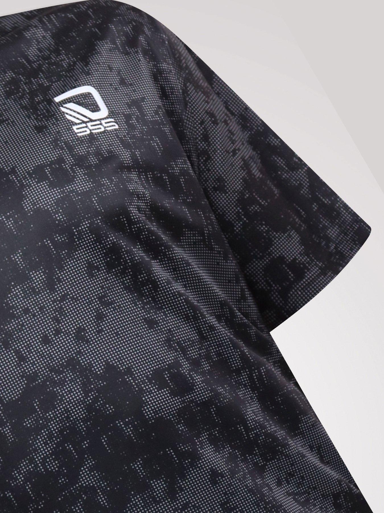 Image 6 of 6 of D555 Mens Big &amp; Tall Dry Wear Lightweight AOP Mesh Stripe T-Shirt - Black