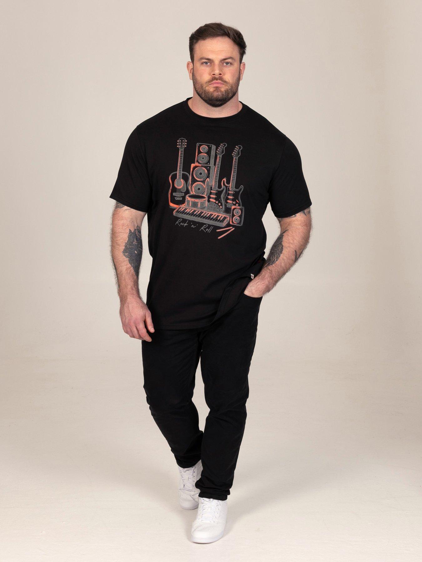 Image 3 of 7 of D555 Mens Big &amp; Tall Musical Instruments Printed Sweatshirt Neck T-Shirt - Black