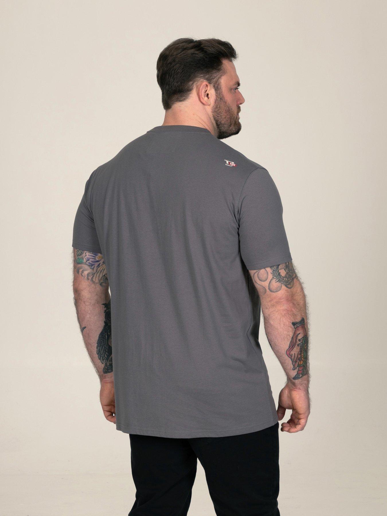Image 2 of 7 of D555 Mens Skelton Playing Drums Skeleton Print Crew Neck T-Shirt - Grey