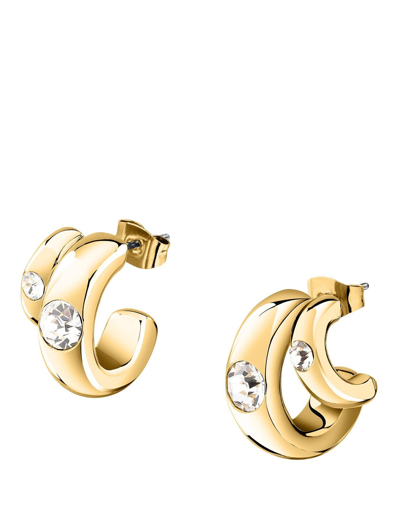 Image 1 of 6 of GCDS Milano Bold Gold Huggie Earrings - Gold