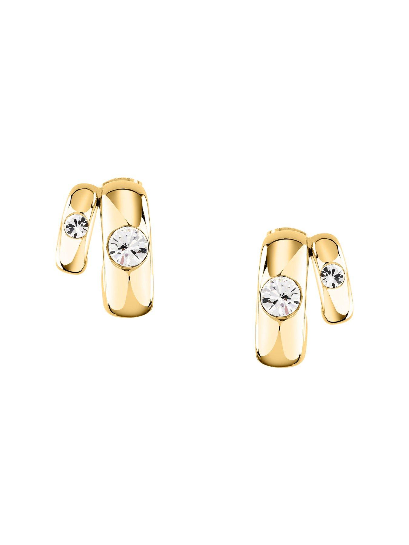 Image 2 of 6 of GCDS Milano Bold Gold Huggie Earrings - Gold