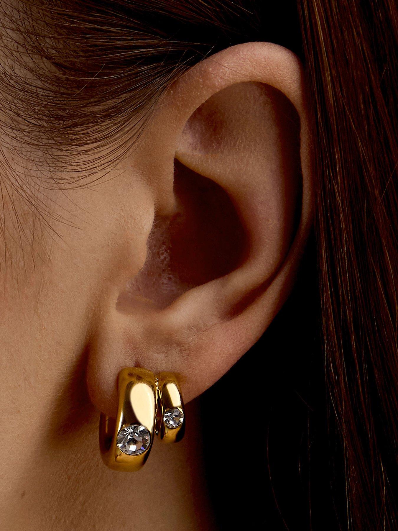Image 5 of 6 of GCDS Milano Bold Gold Huggie Earrings - Gold