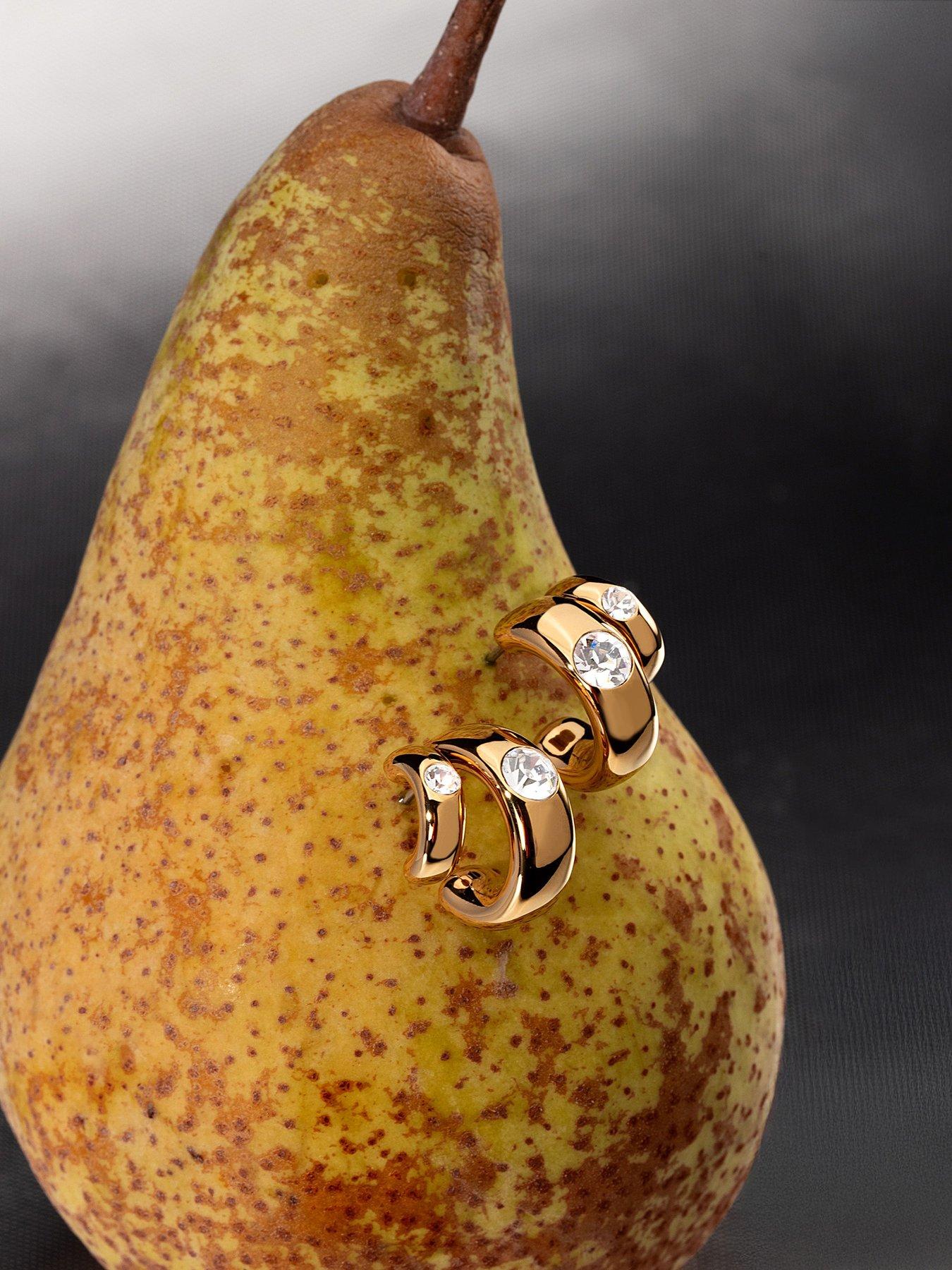 Image 6 of 6 of GCDS Milano Bold Gold Huggie Earrings - Gold