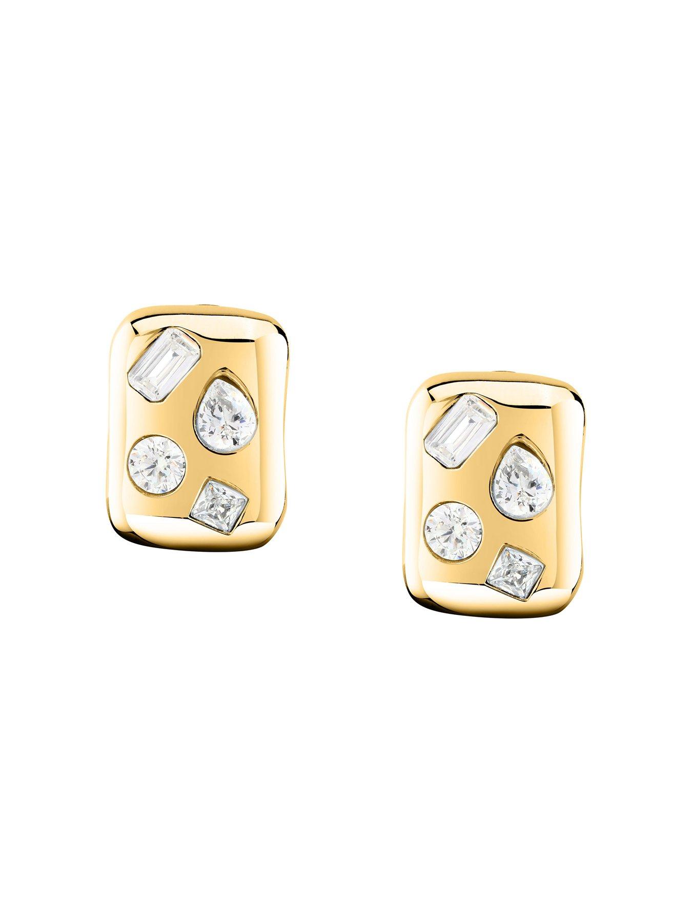 Image 2 of 7 of GCDS Milano Womens Bold Gold Diamonte Earrings - Gold